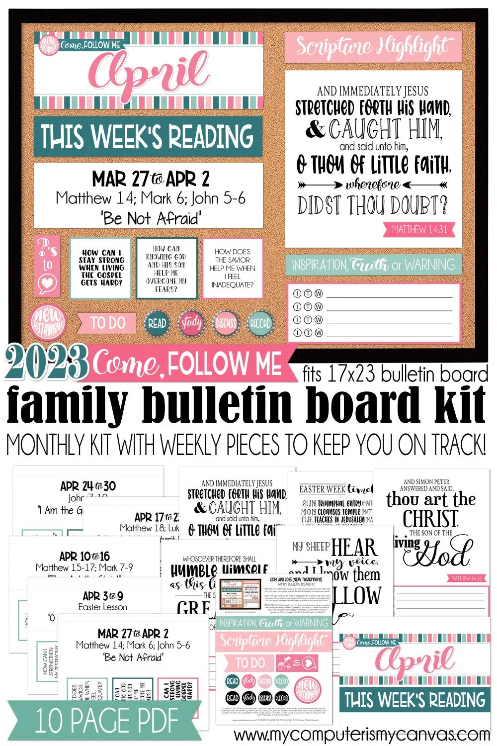 2023 CFM New Testament Family Bulletin Board Kit {APRIL} PRINTABLE