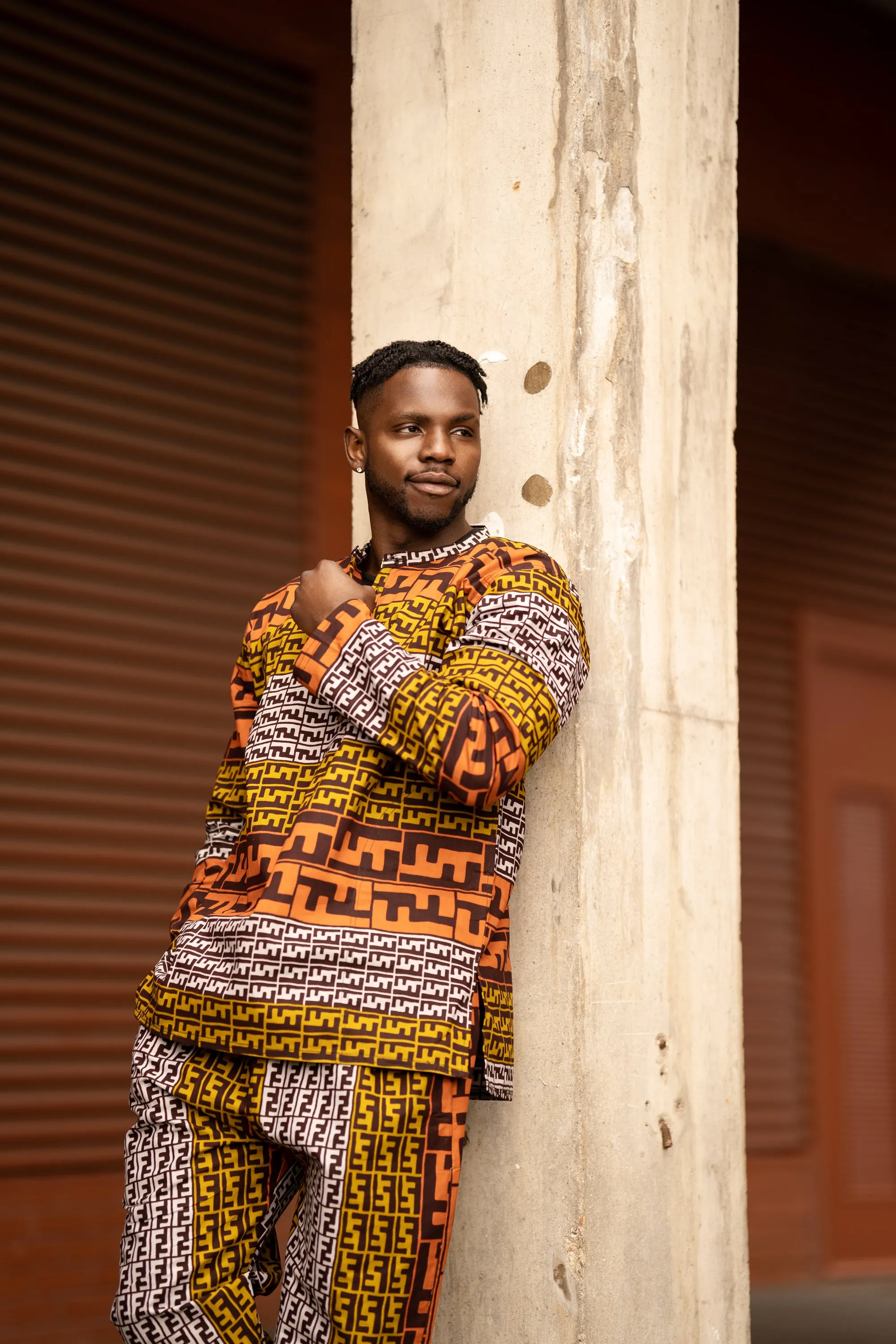 African Trousers In Earthy Mud Cloth