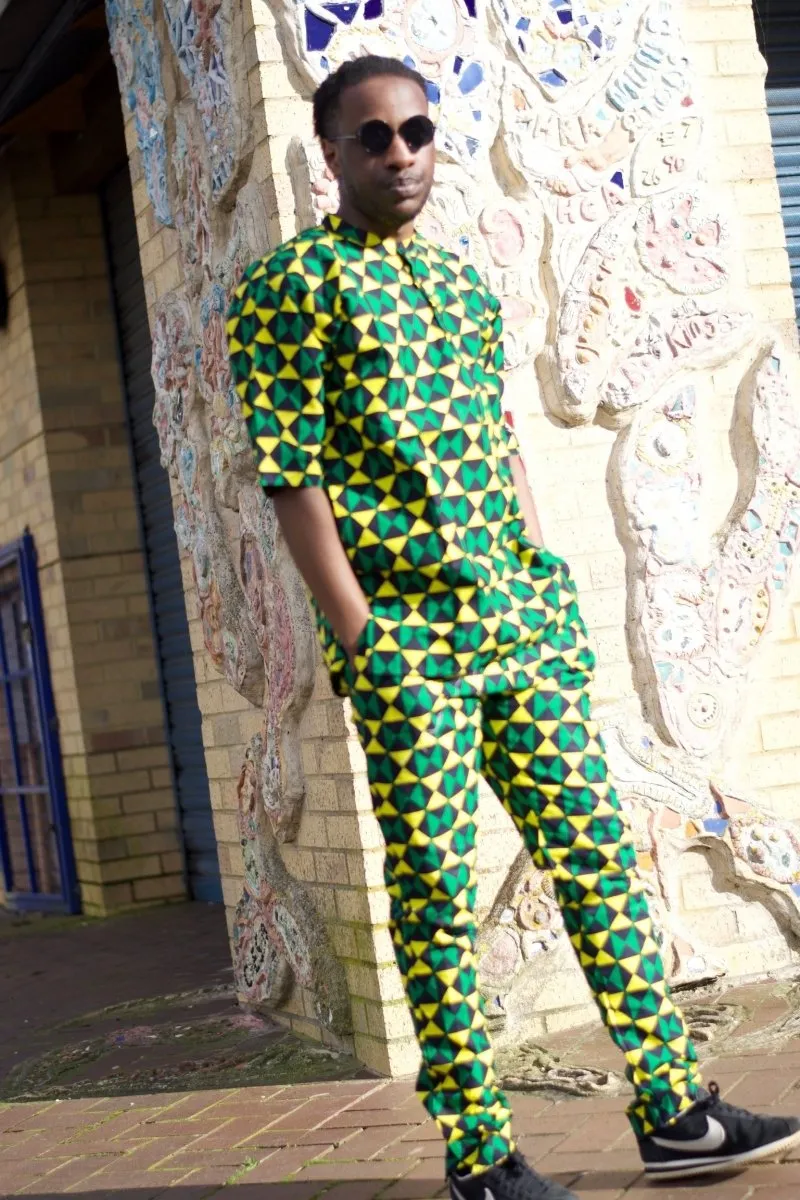 African Trousers/Pants in Green Ankara - Festival Trousers