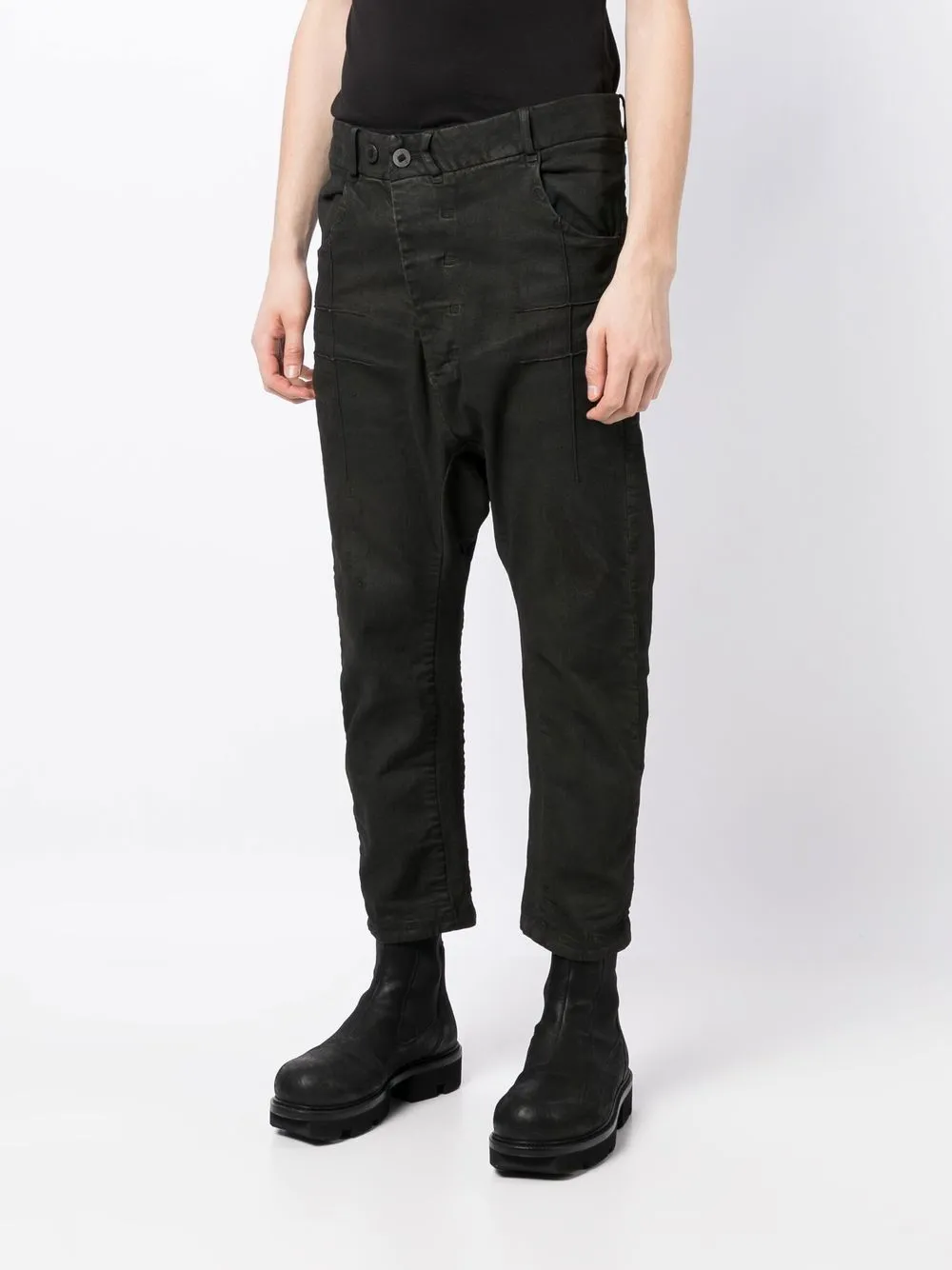 Asymmetric Zip-Fastening Trousers