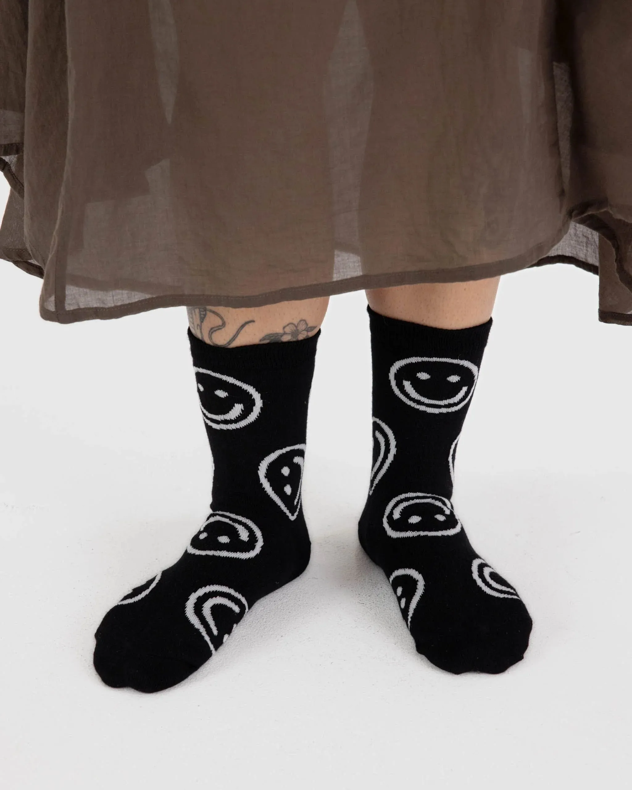 Baggu - Crew Sock | Black Happy