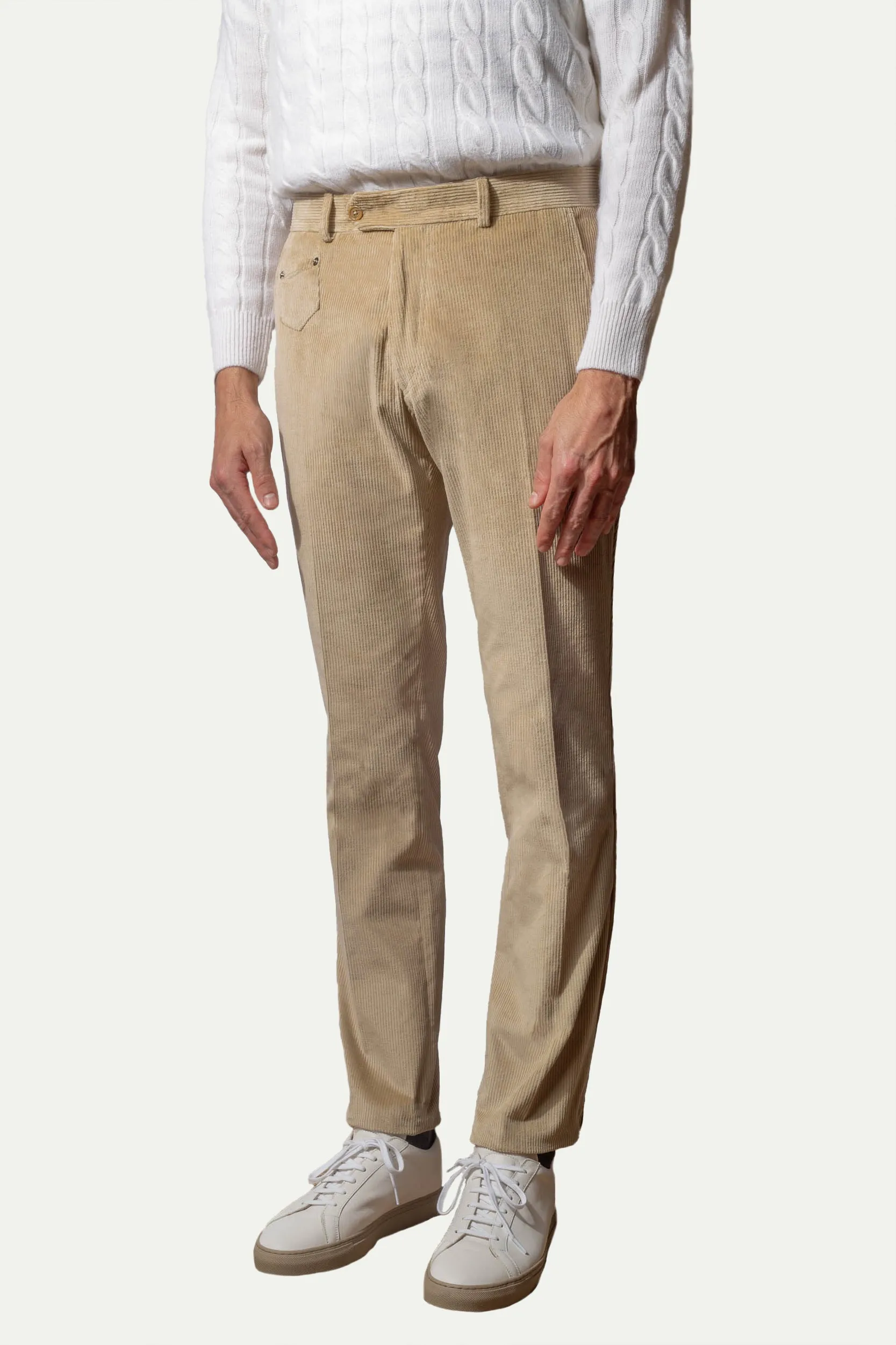 Beige corduroy Sirmione trousers - Made in Italy