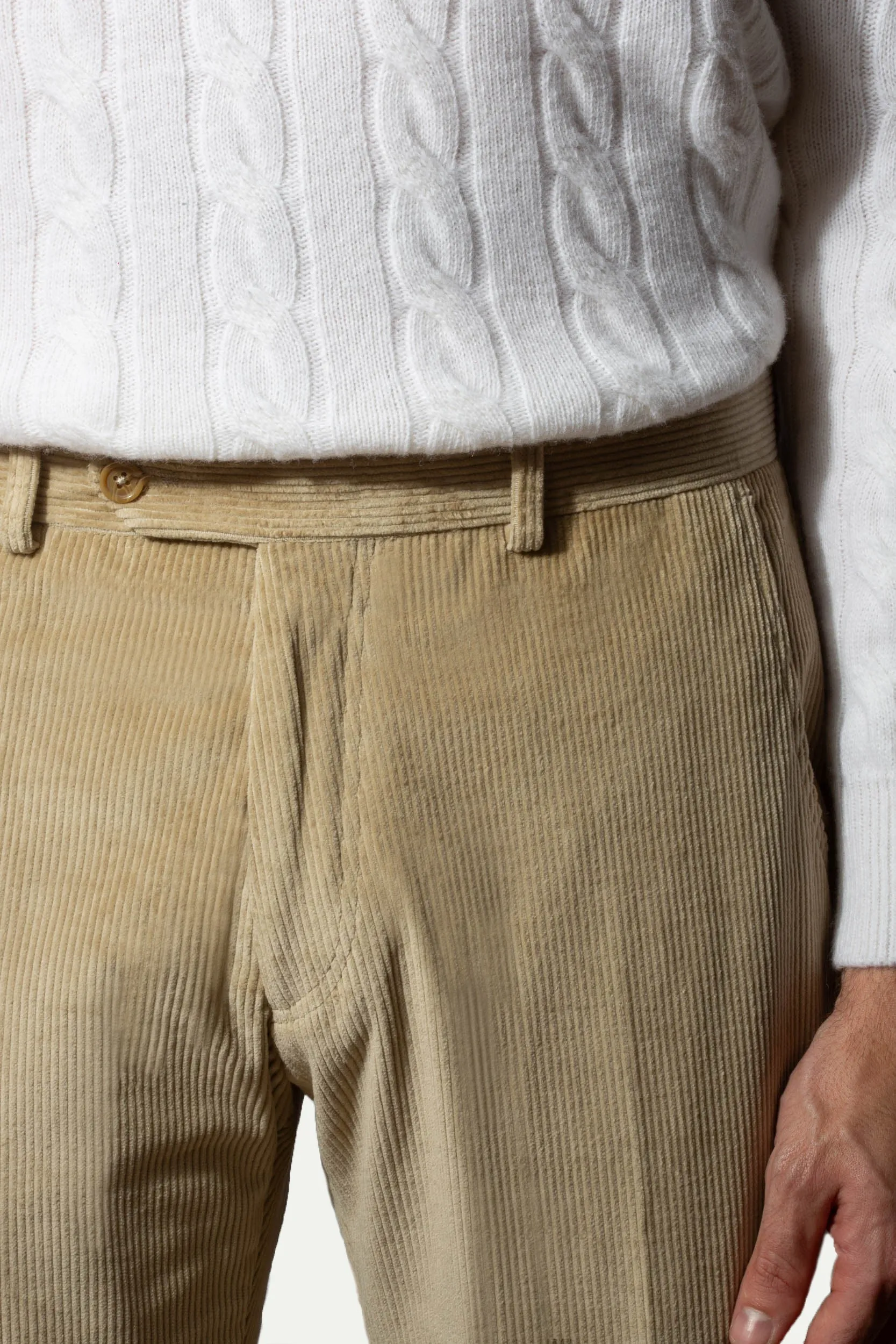 Beige corduroy Sirmione trousers - Made in Italy