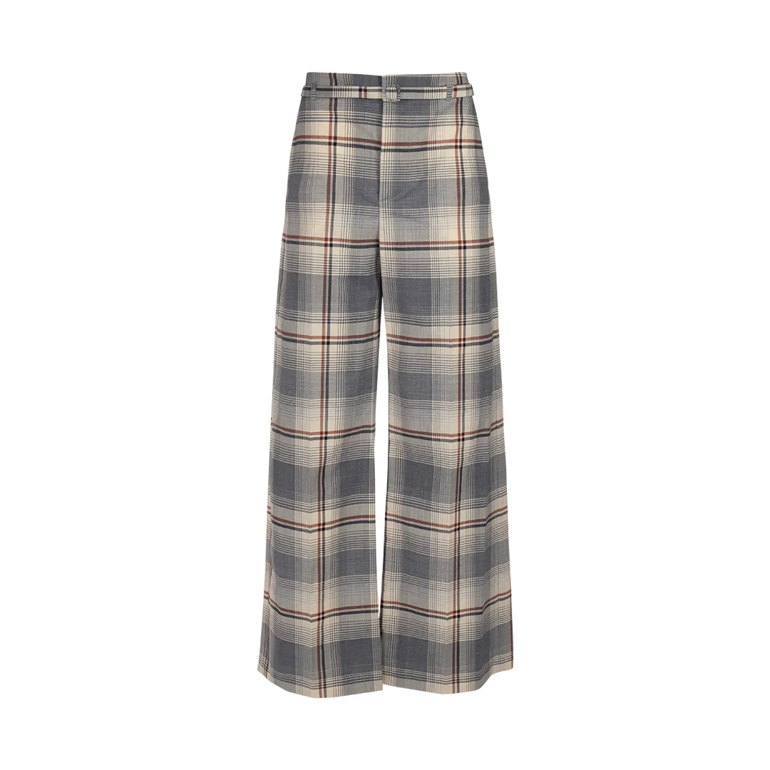 Belted Check Trousers