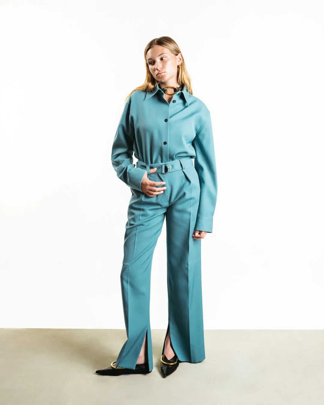 Belted Wide-Leg Trousers