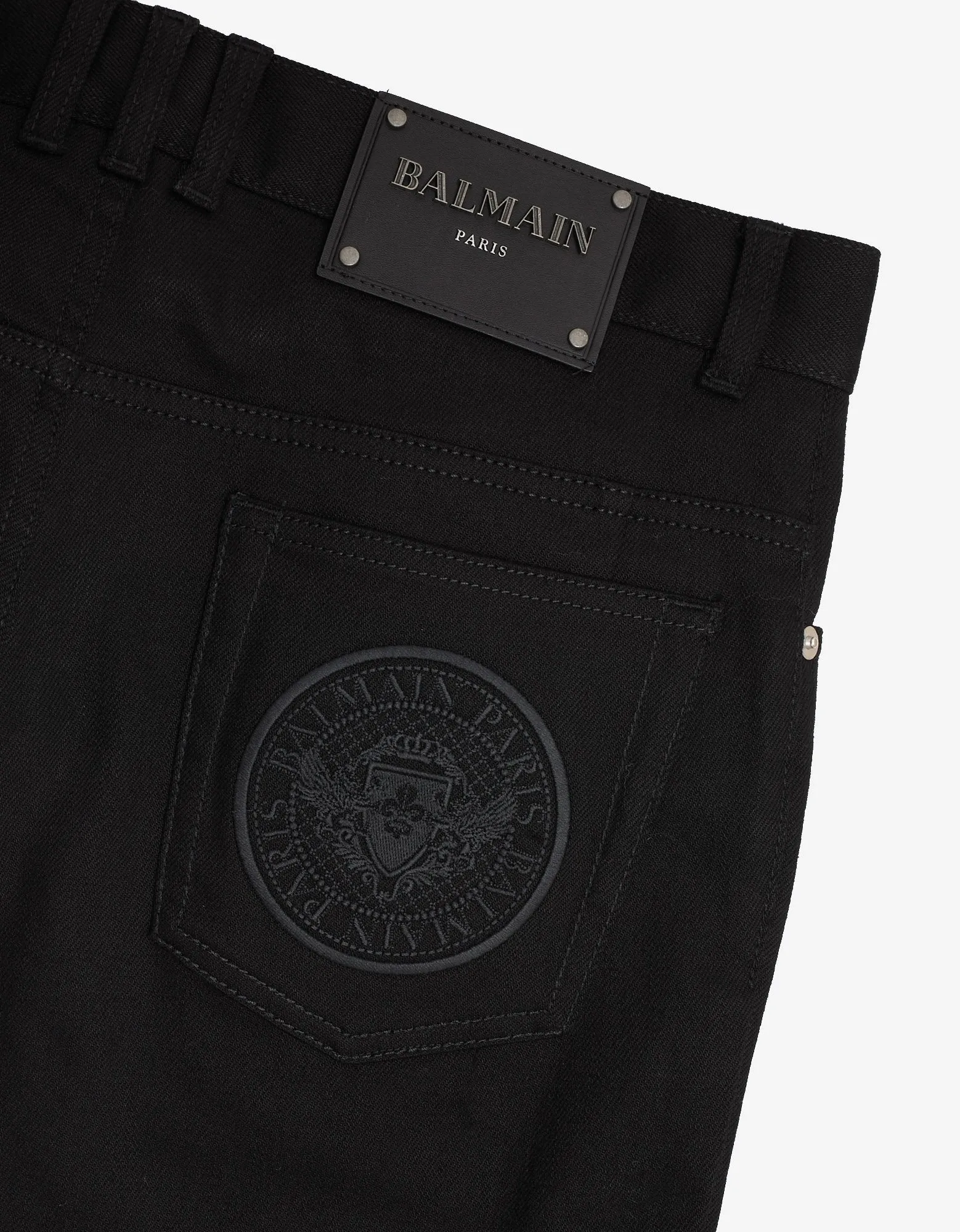 Black Medallion Biker Jeans