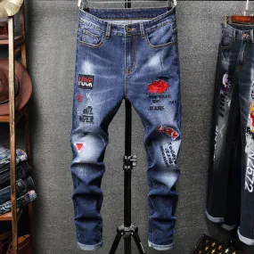 Cargo Denim Jeans with embroidery patches