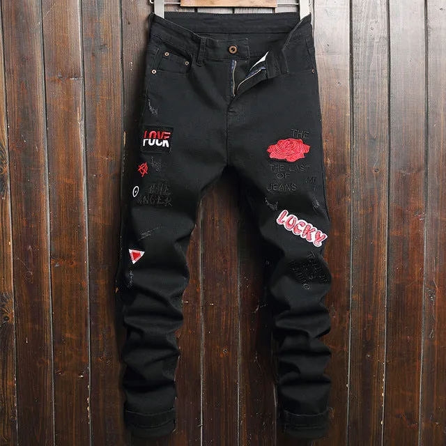 Cargo Denim Jeans with embroidery patches