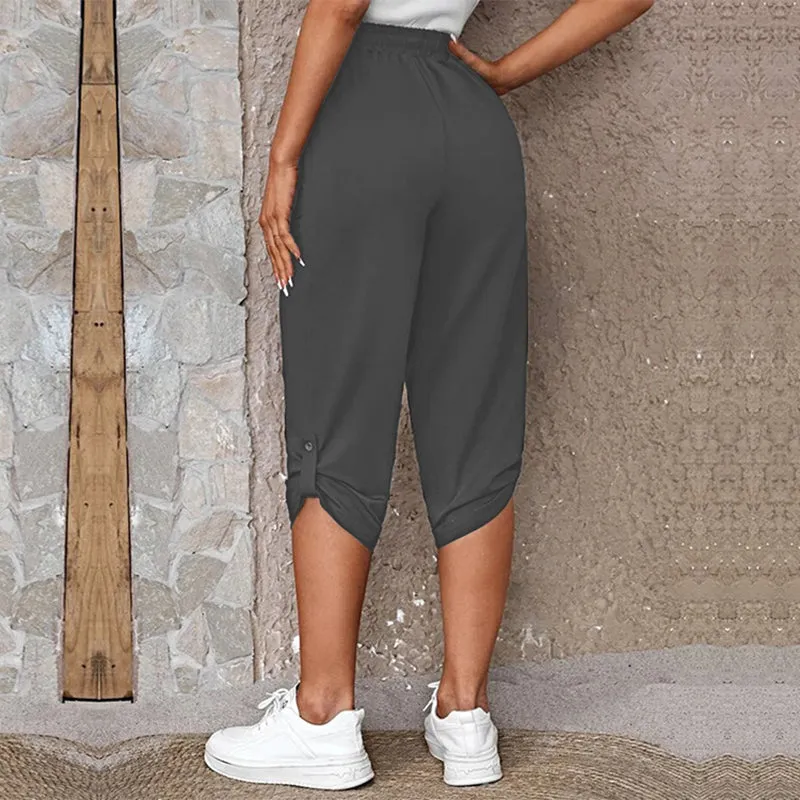 Casual Elastic Waist Trousers