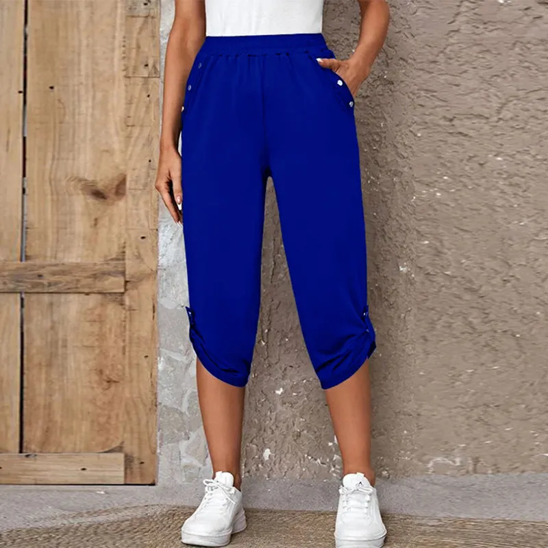 Casual Elastic Waist Trousers