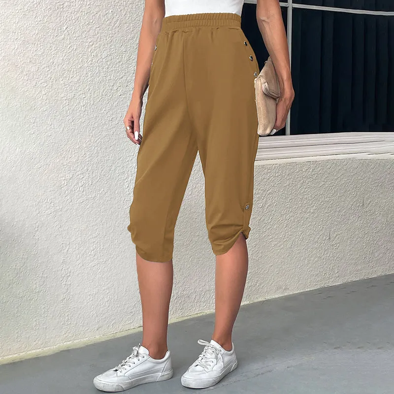 Casual Elastic Waist Trousers