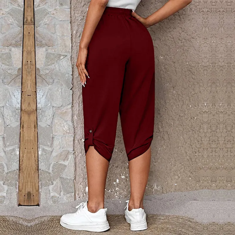 Casual Elastic Waist Trousers