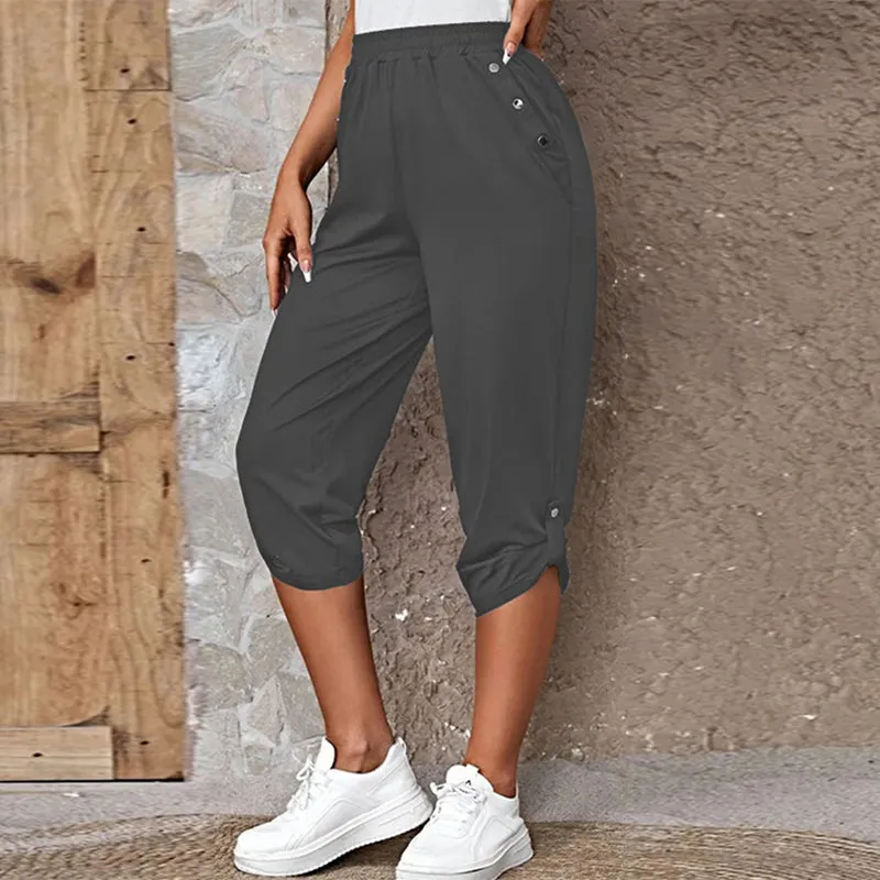 Casual Elastic Waist Trousers