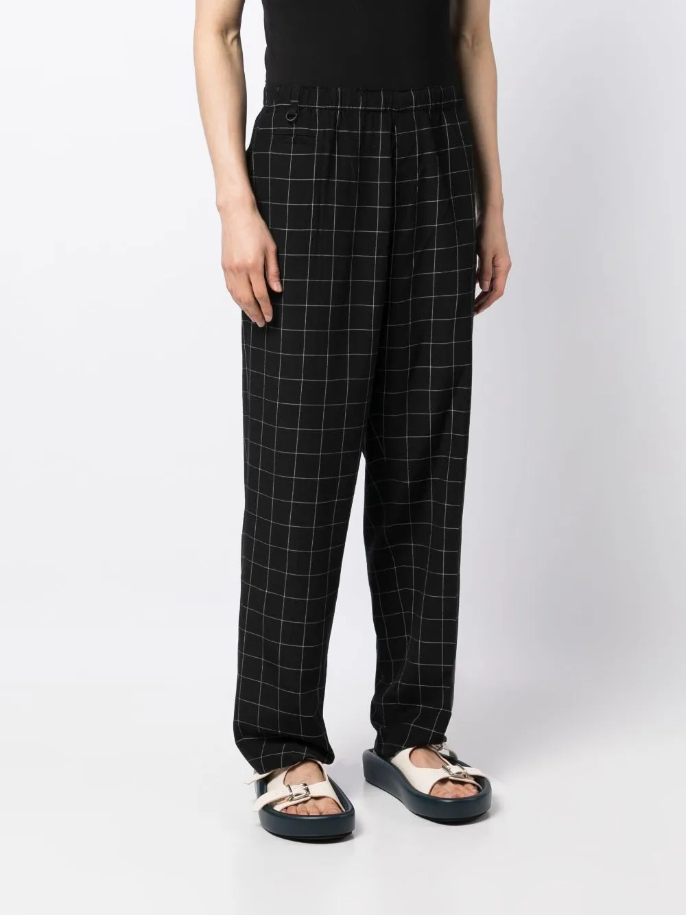 Check-Pattern Silk-Blend Trousers