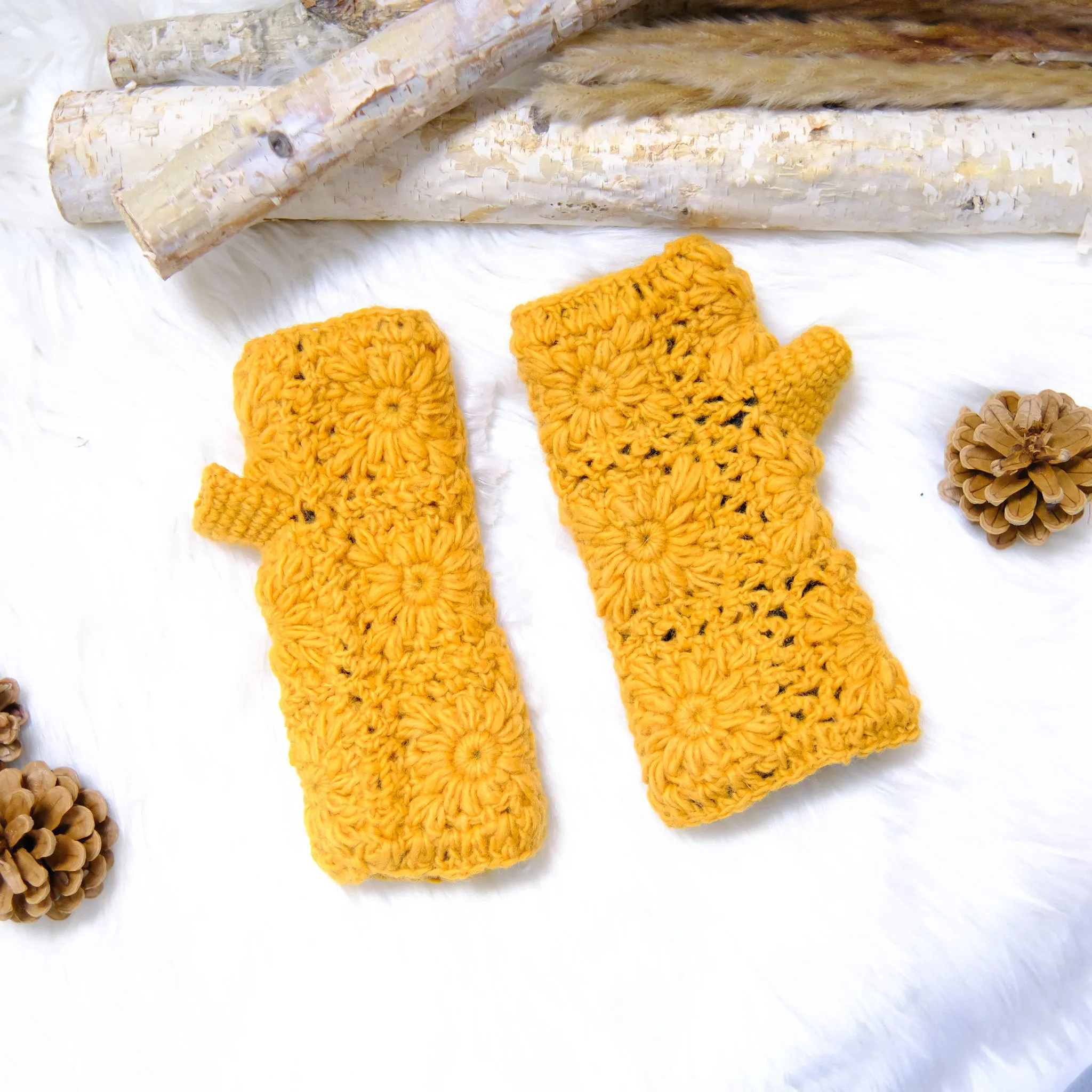 Crochet Solid Color Fleece Lined Gloves