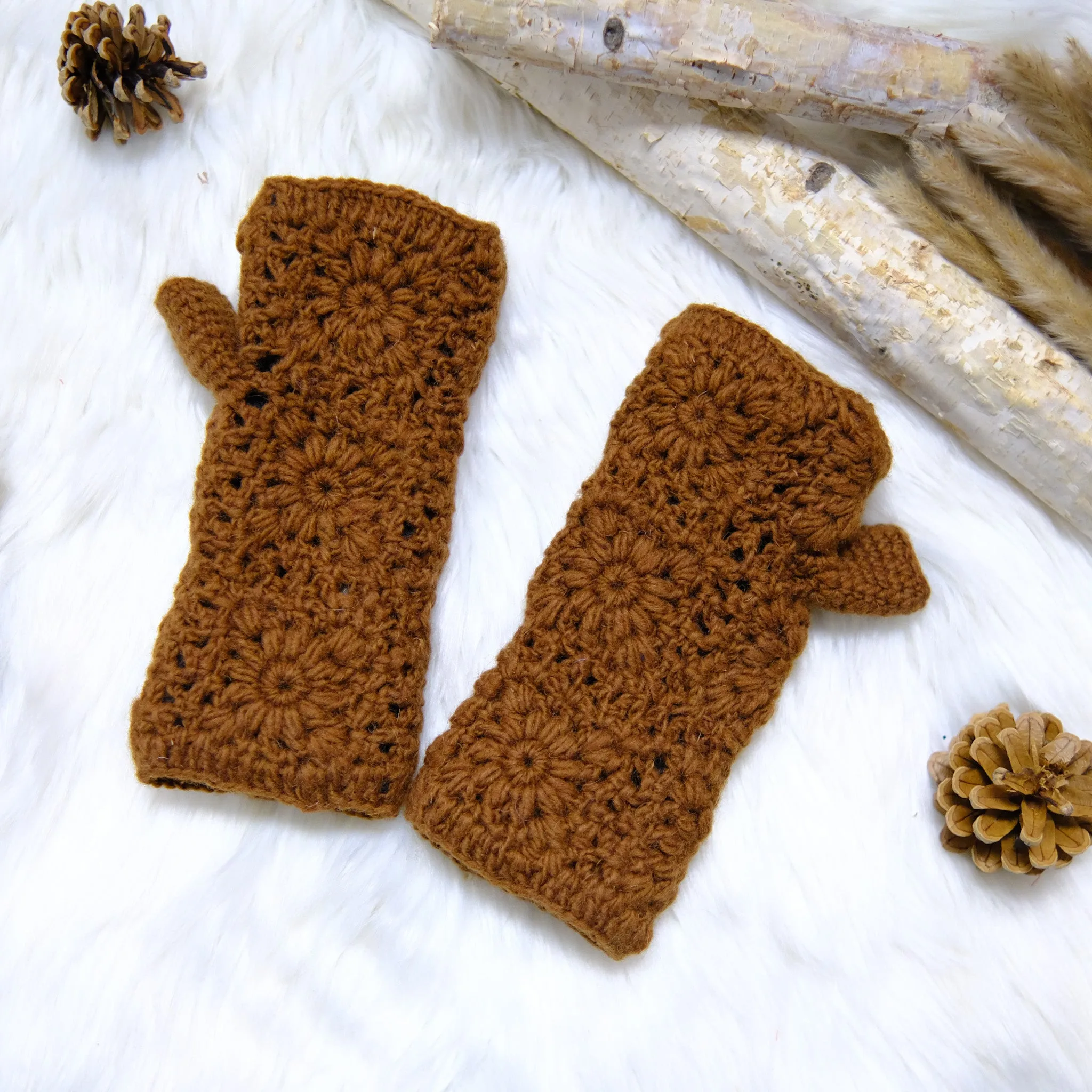 Crochet Solid Color Fleece Lined Gloves