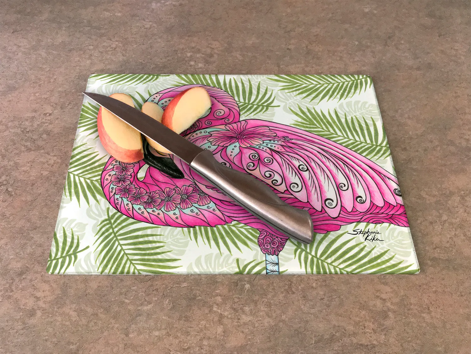 Flamingo Flowers Cutting Board