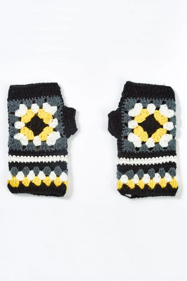 Flower Patch Crocheted Fingerless Gloves