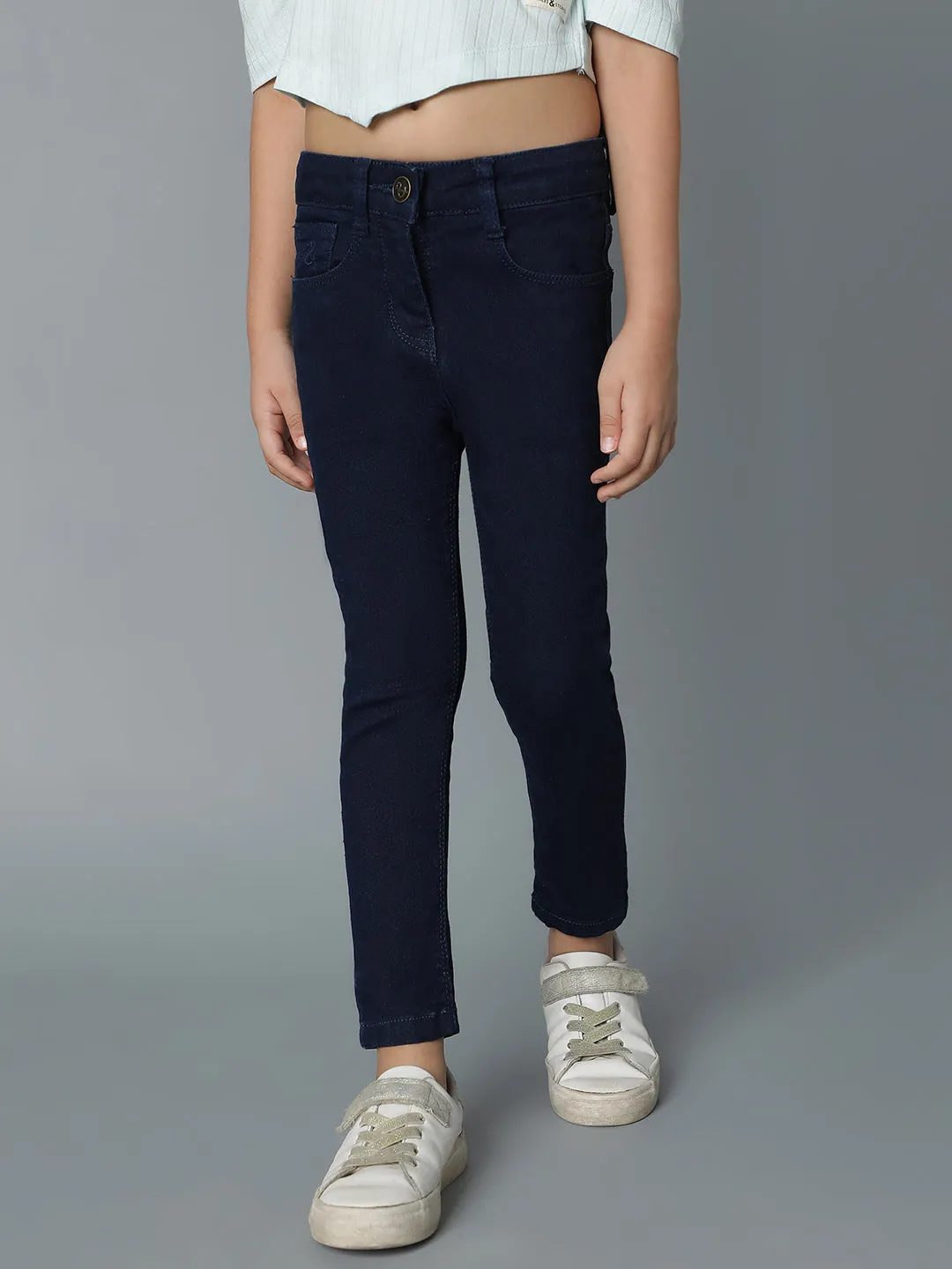 Girls Dark Blue Slim Fit Jeans