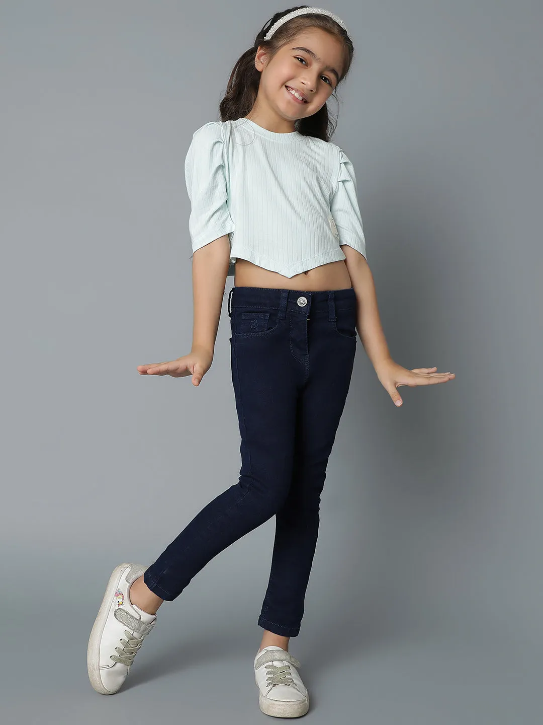 Girls Dark Blue Slim Fit Jeans