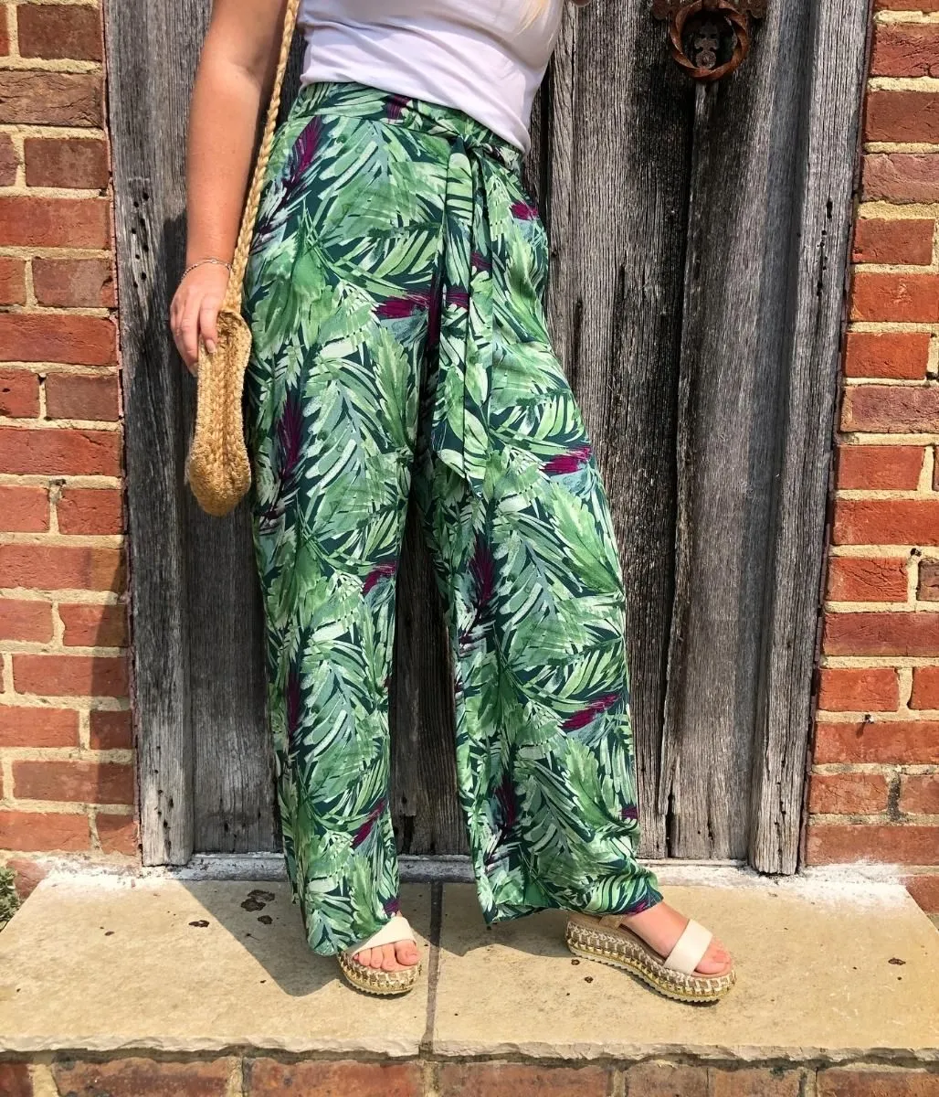 Green Leaf Wide Leg Trousers