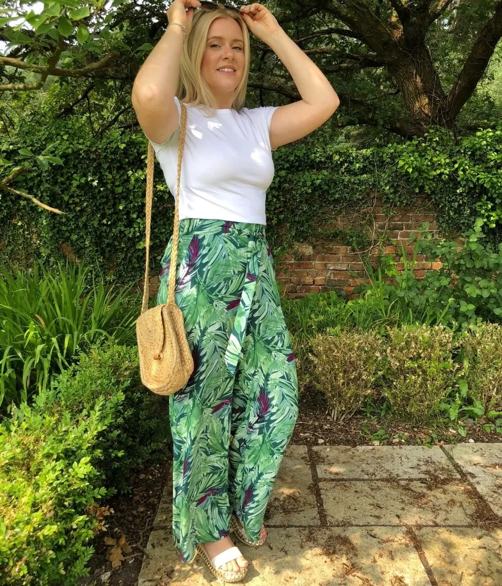 Green Leaf Wide Leg Trousers