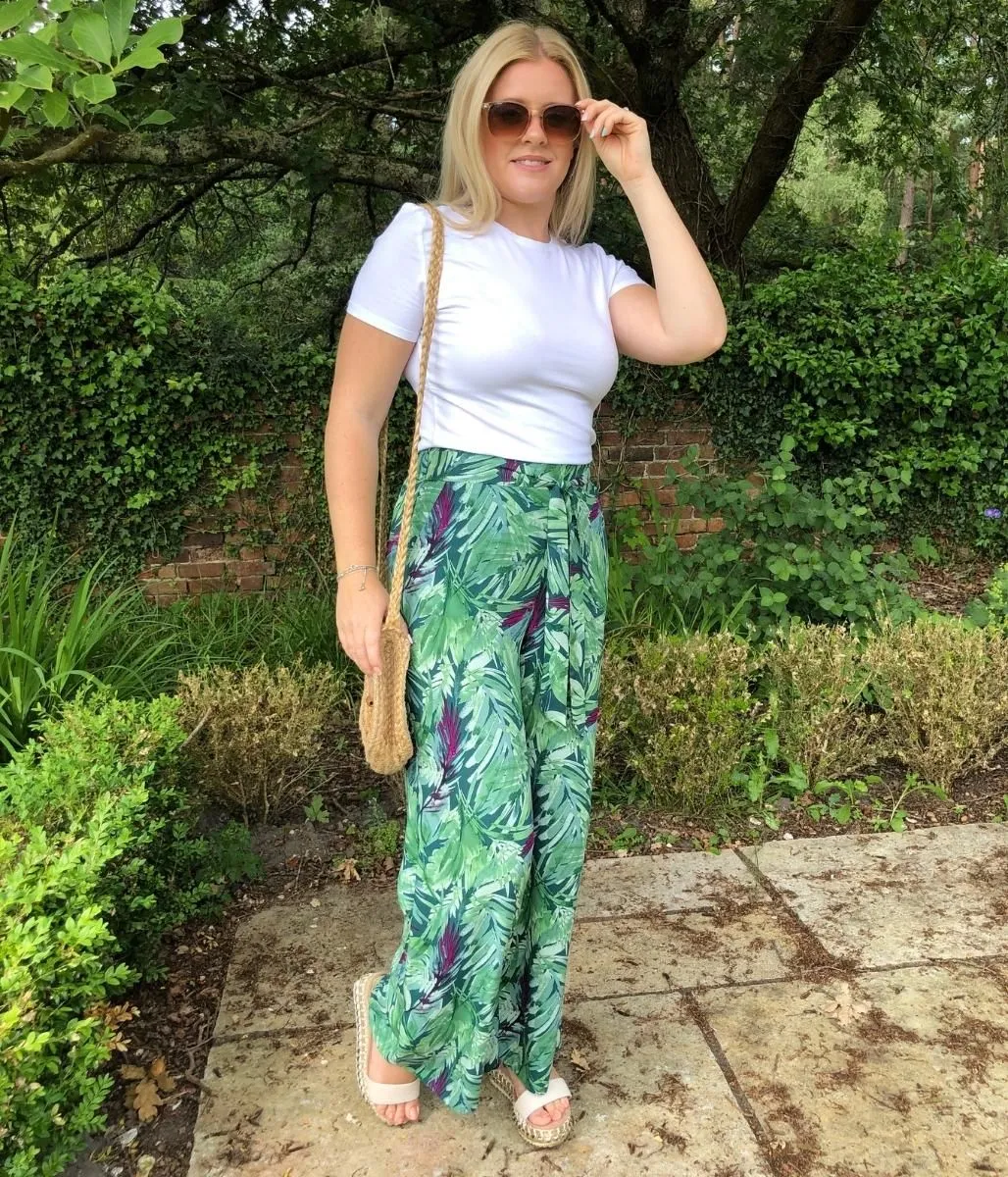 Green Leaf Wide Leg Trousers