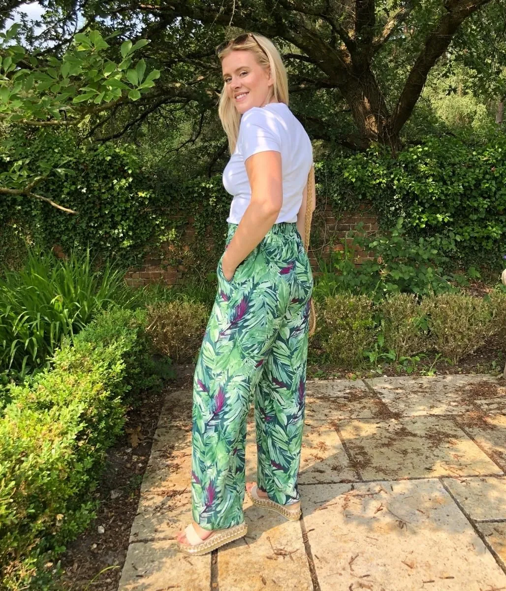 Green Leaf Wide Leg Trousers