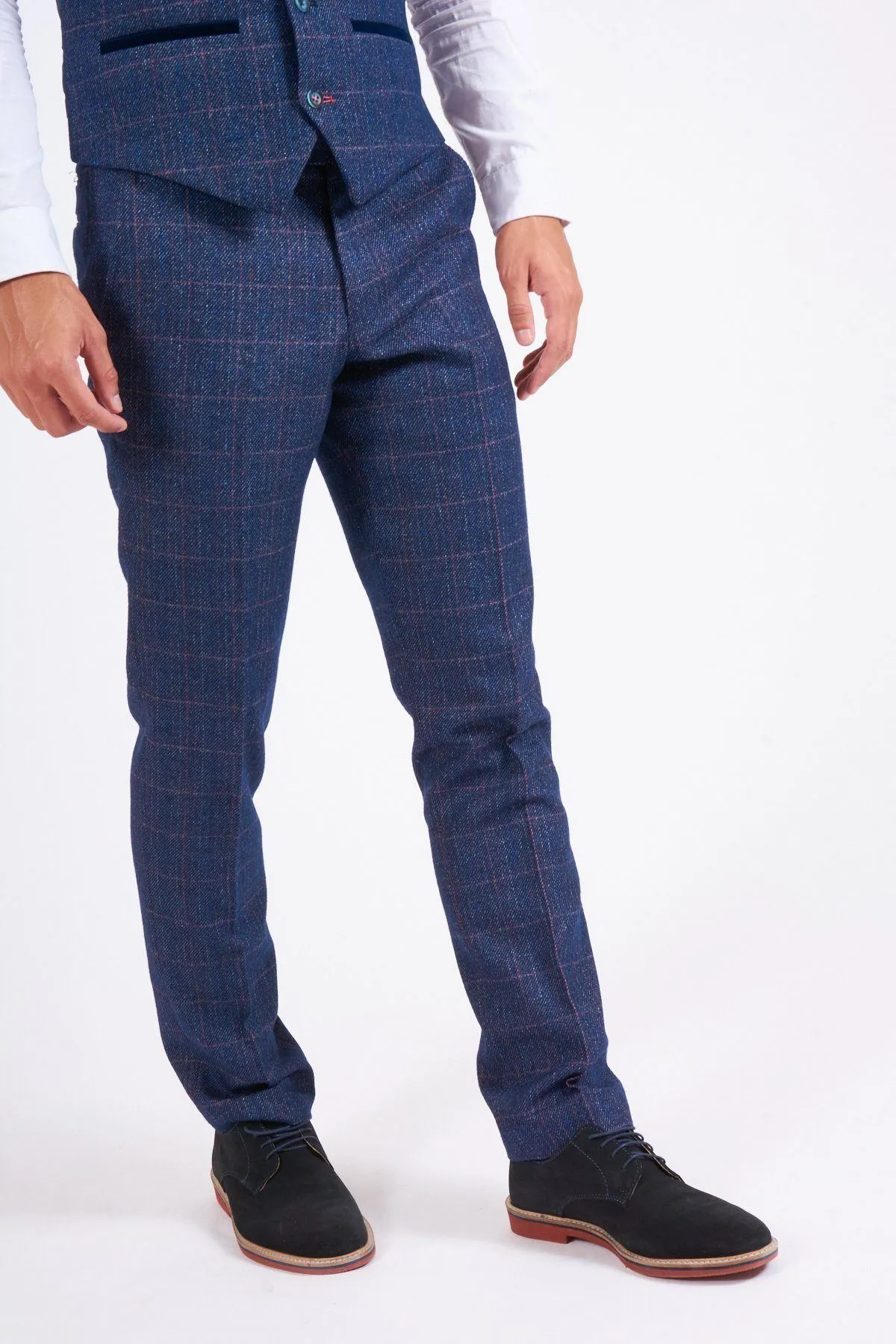 HARRY - Indigo Tweed Check Trousers