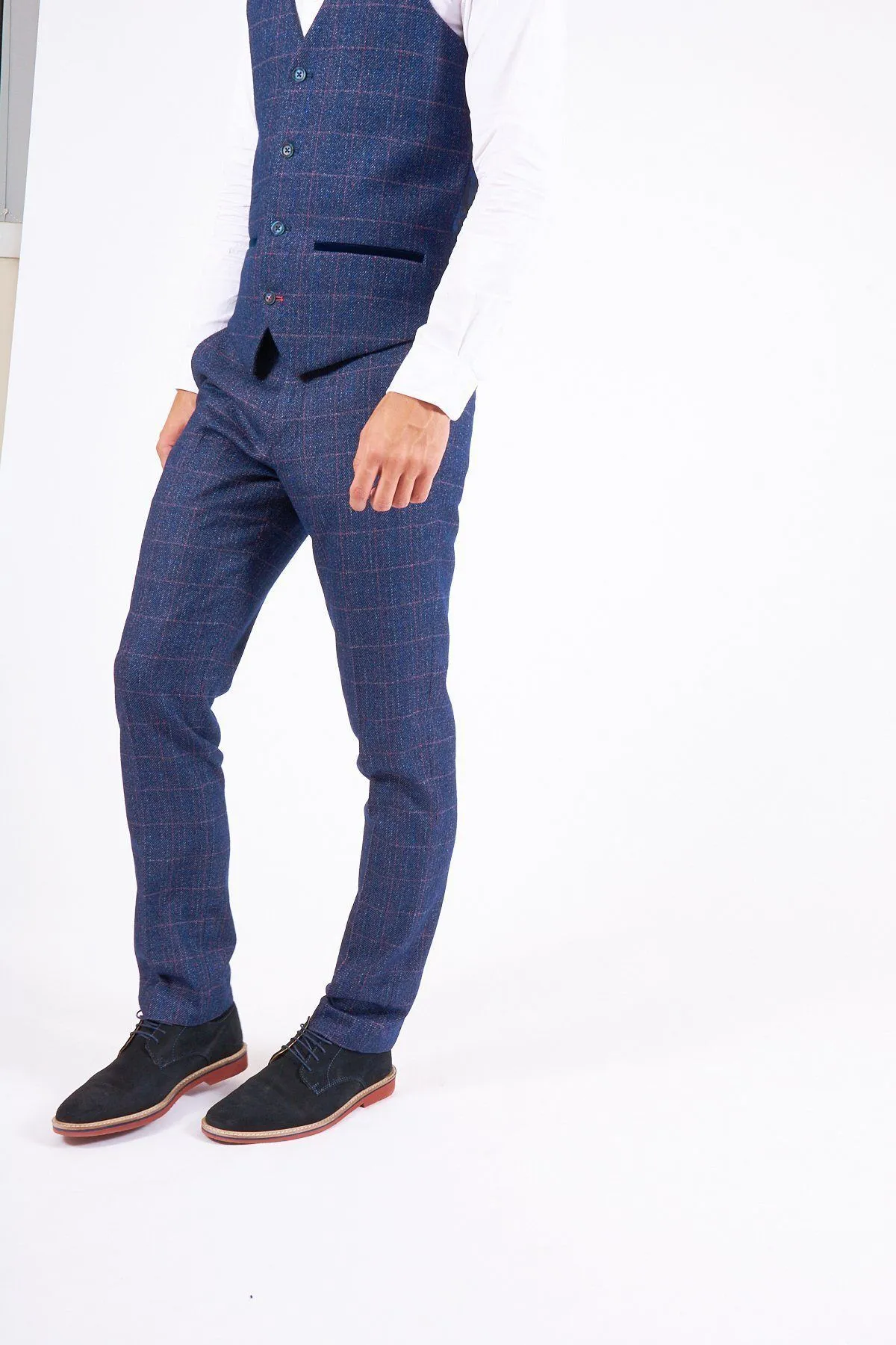 HARRY - Indigo Tweed Check Trousers