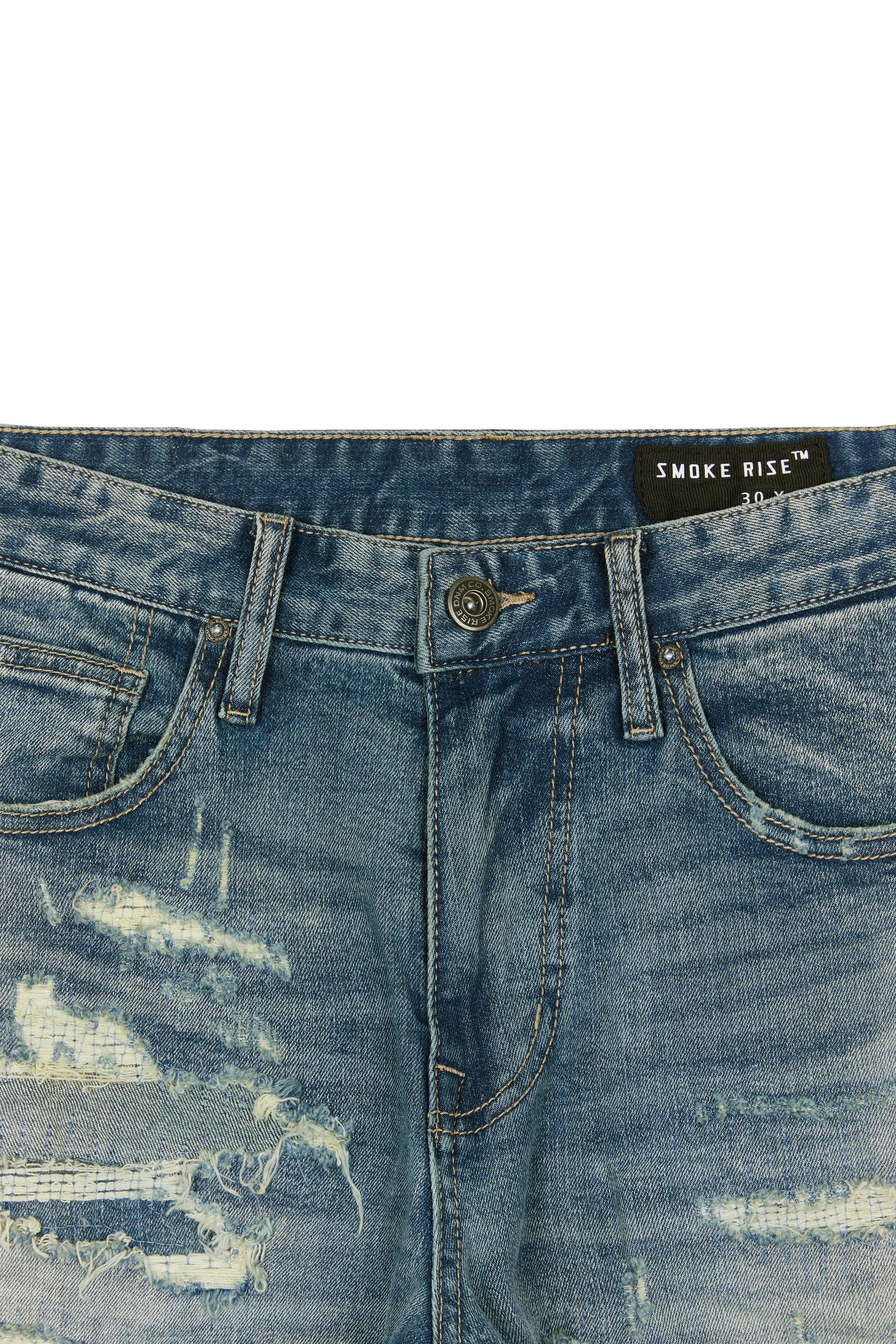 Heavy Distressed Jeans - Lisbon Blue