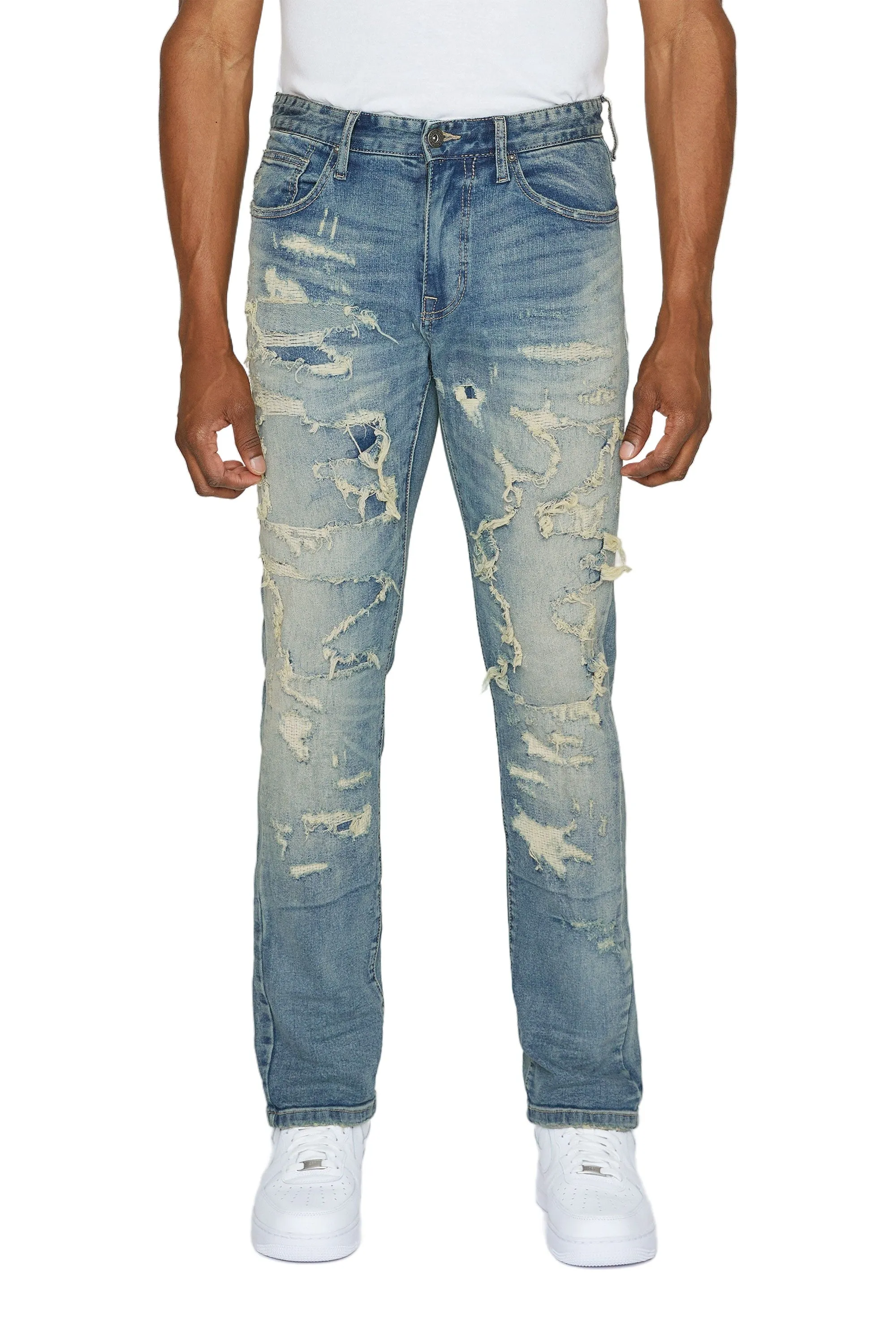 Heavy Distressed Jeans - Lisbon Blue