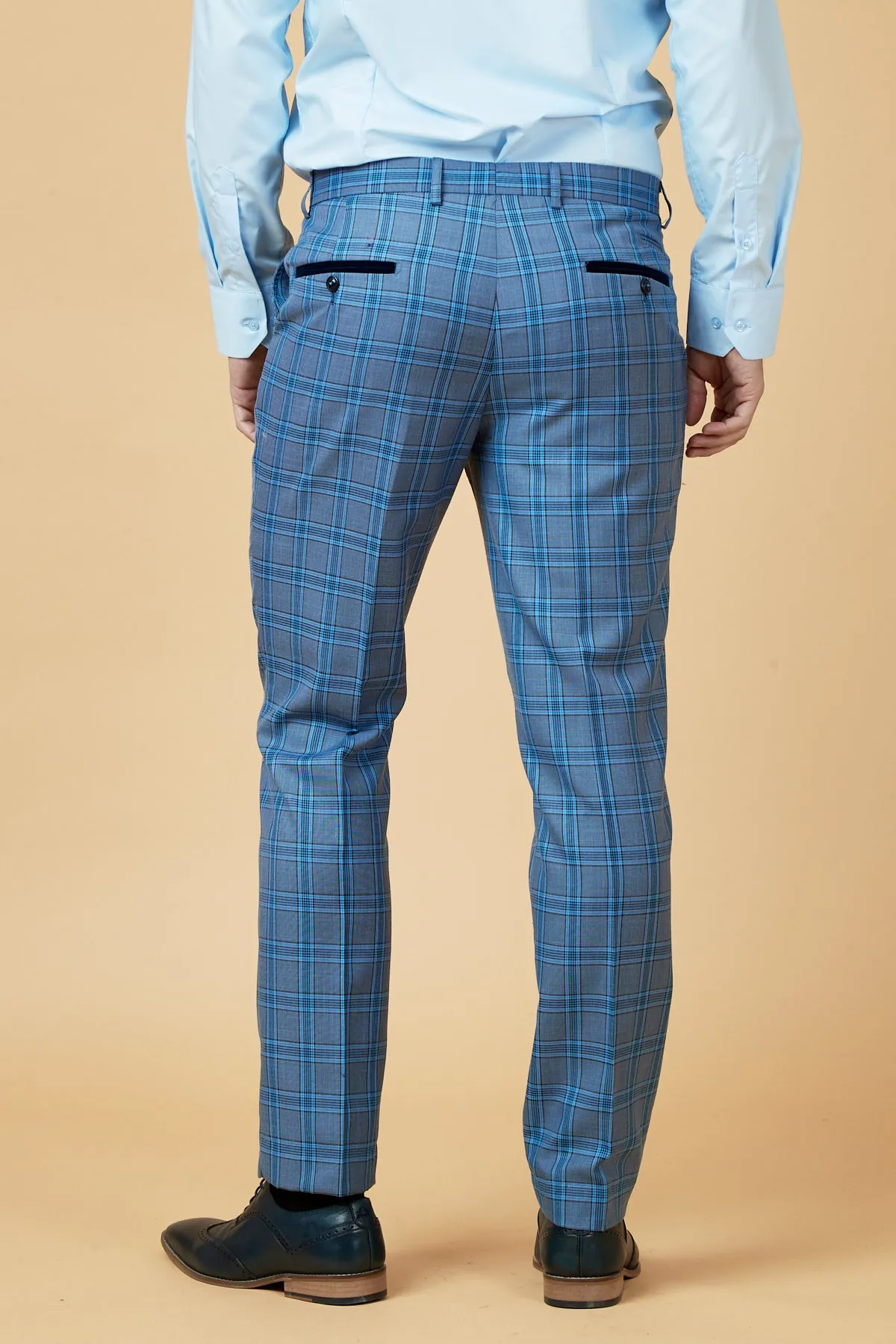 JOSE - Sky Blue Check Trousers