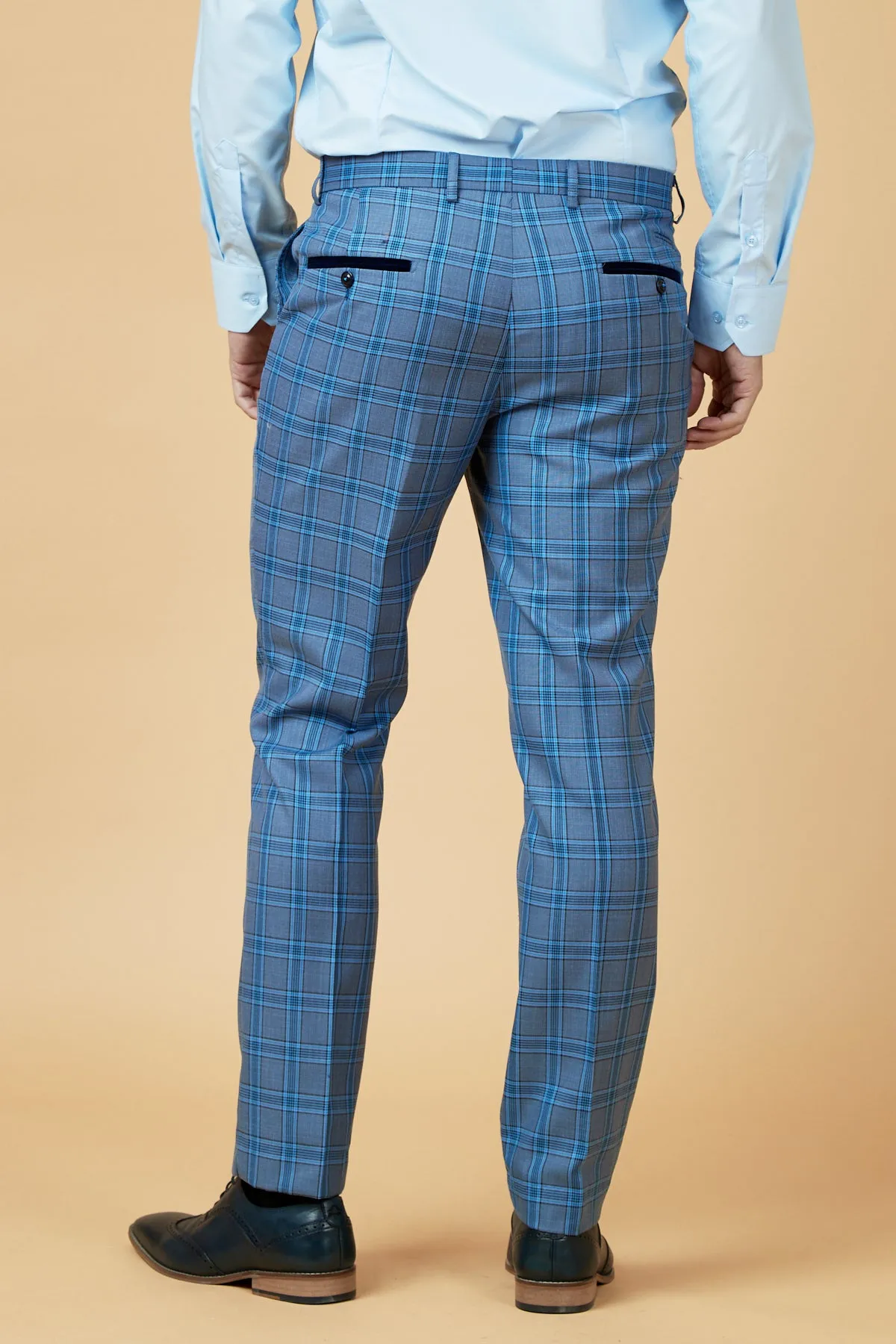 JOSE - Sky Blue Check Trousers