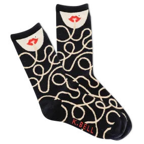 K.Bell Women's Spaghetti Sock Crew Socks