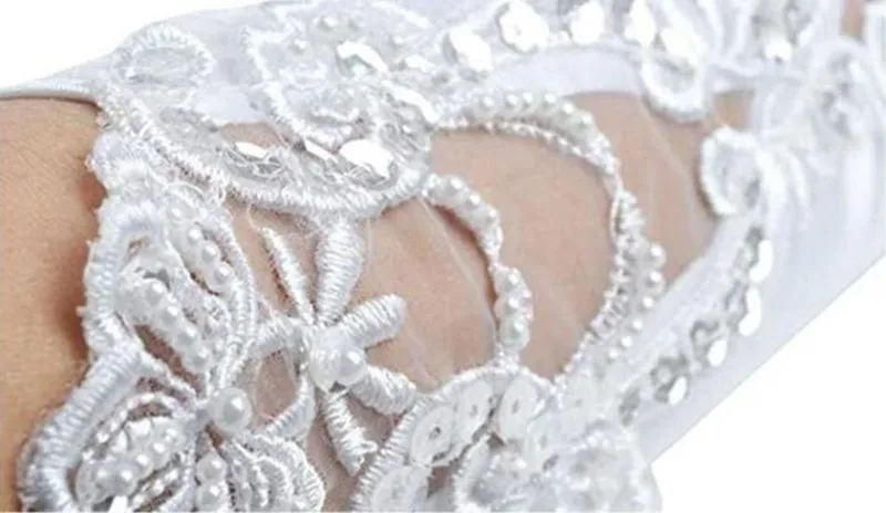 Lace with Crystal Wedding Gloves