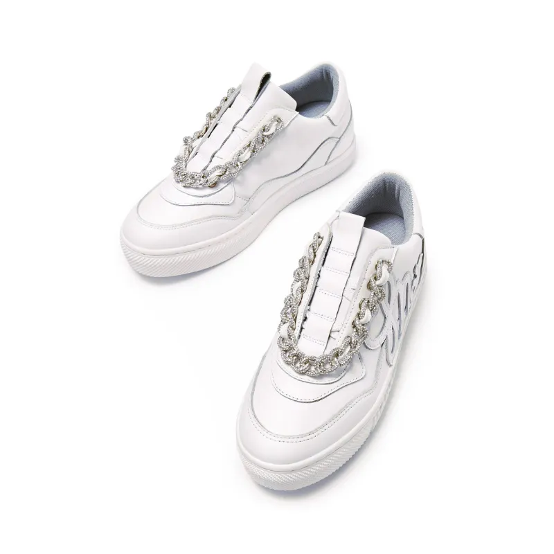 Ladies Rhinestone Chain Sneaker 5550 White