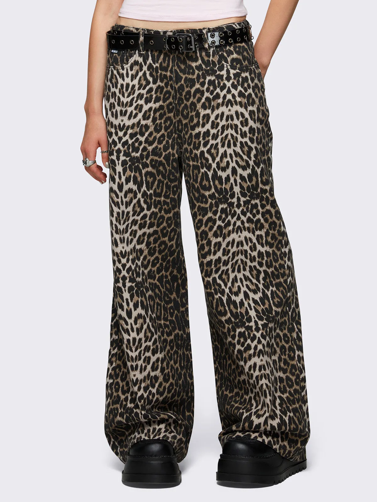 Leopard Baggy Jeans