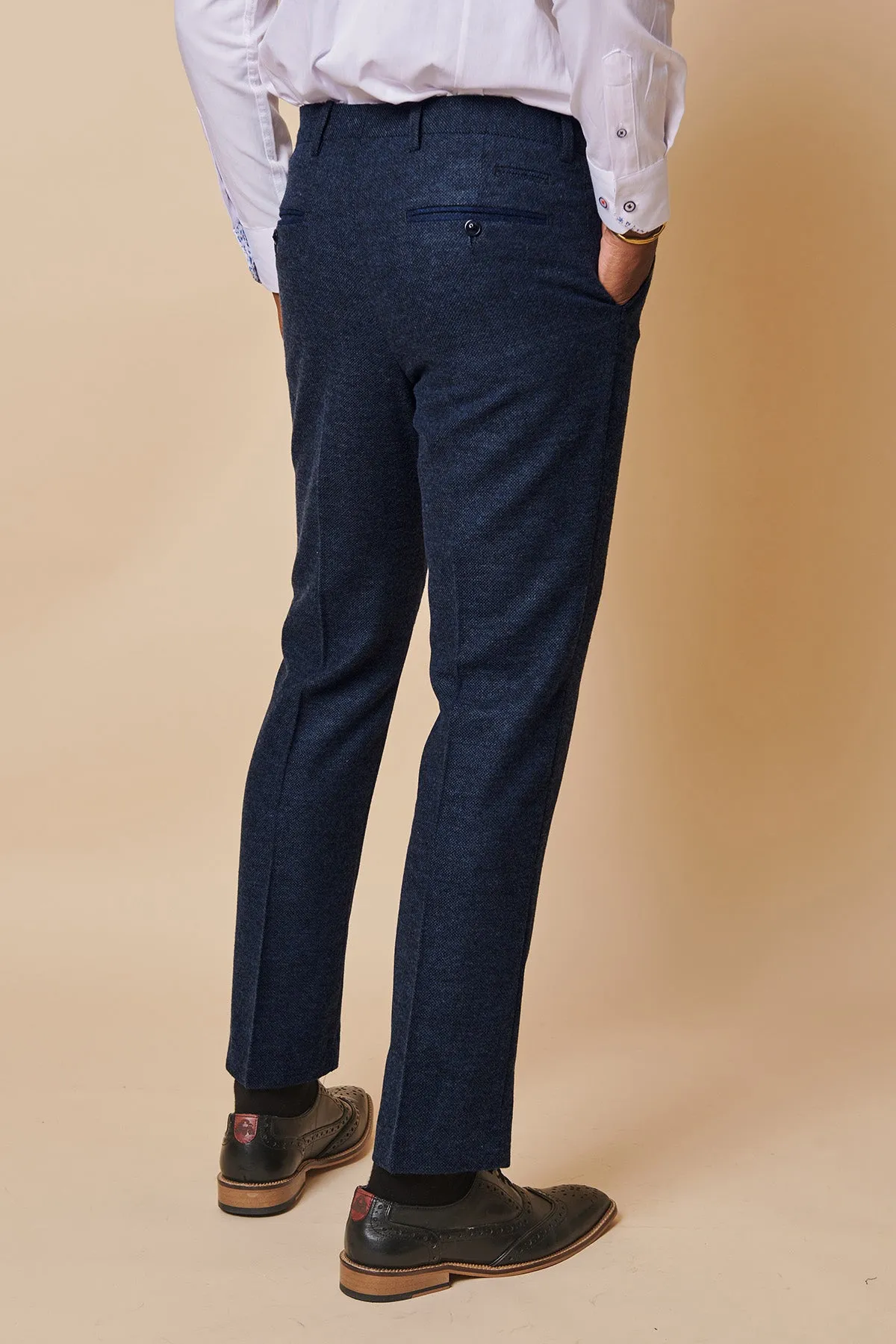 MARLOW - Navy Tweed Trousers