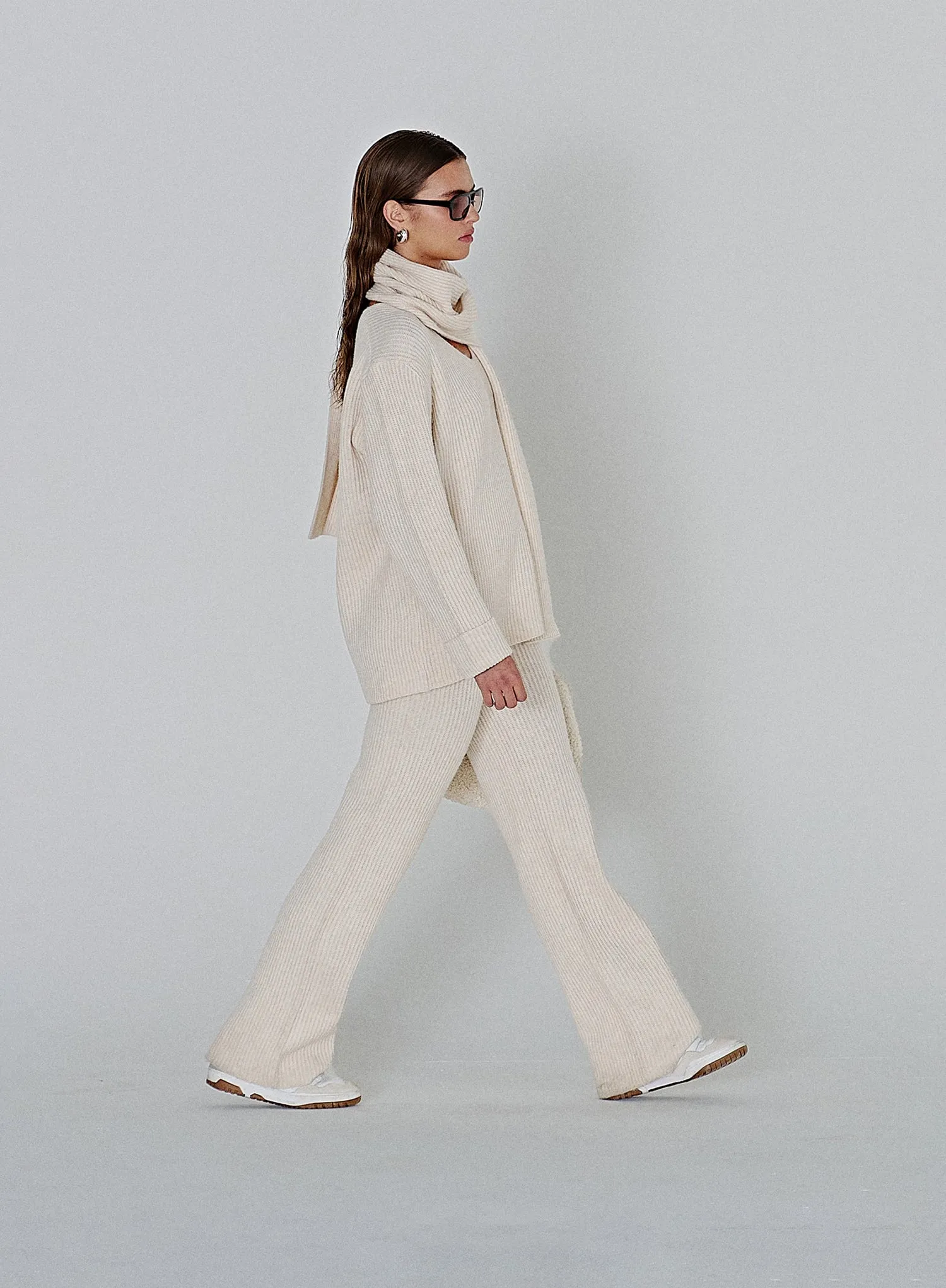 Off White Slouchy Knitted Trousers - Remy