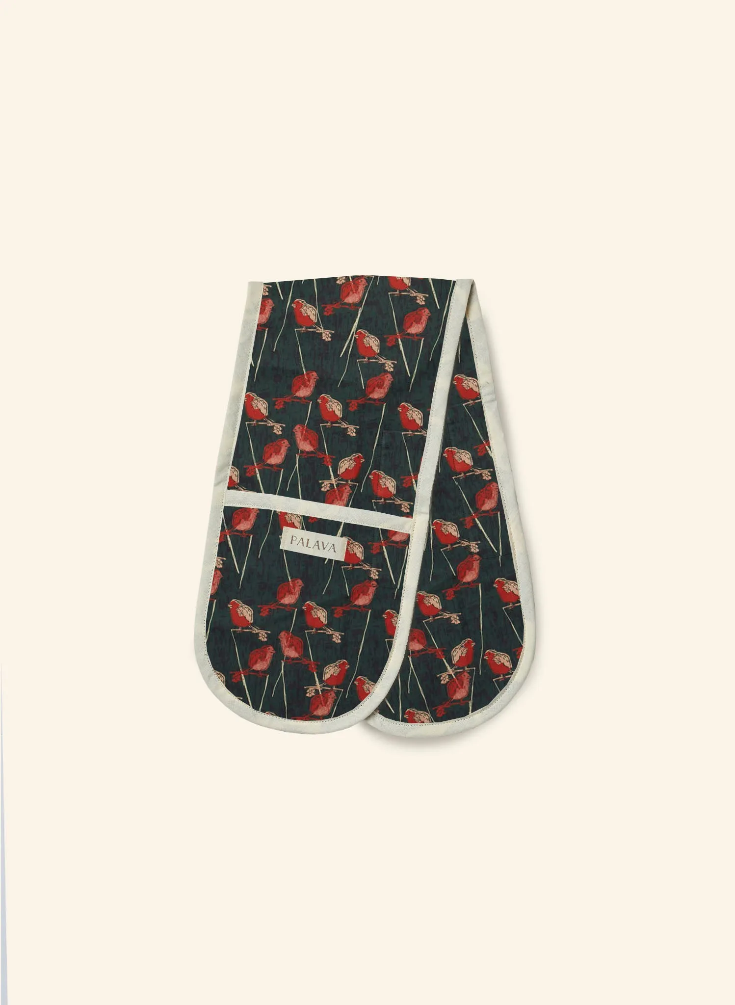 Oven Gloves - Forest Green Robin