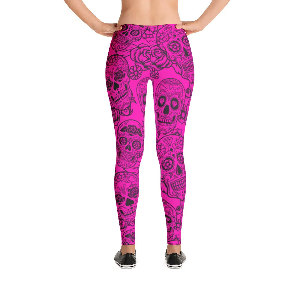 Pink Sugar Skull Leggings