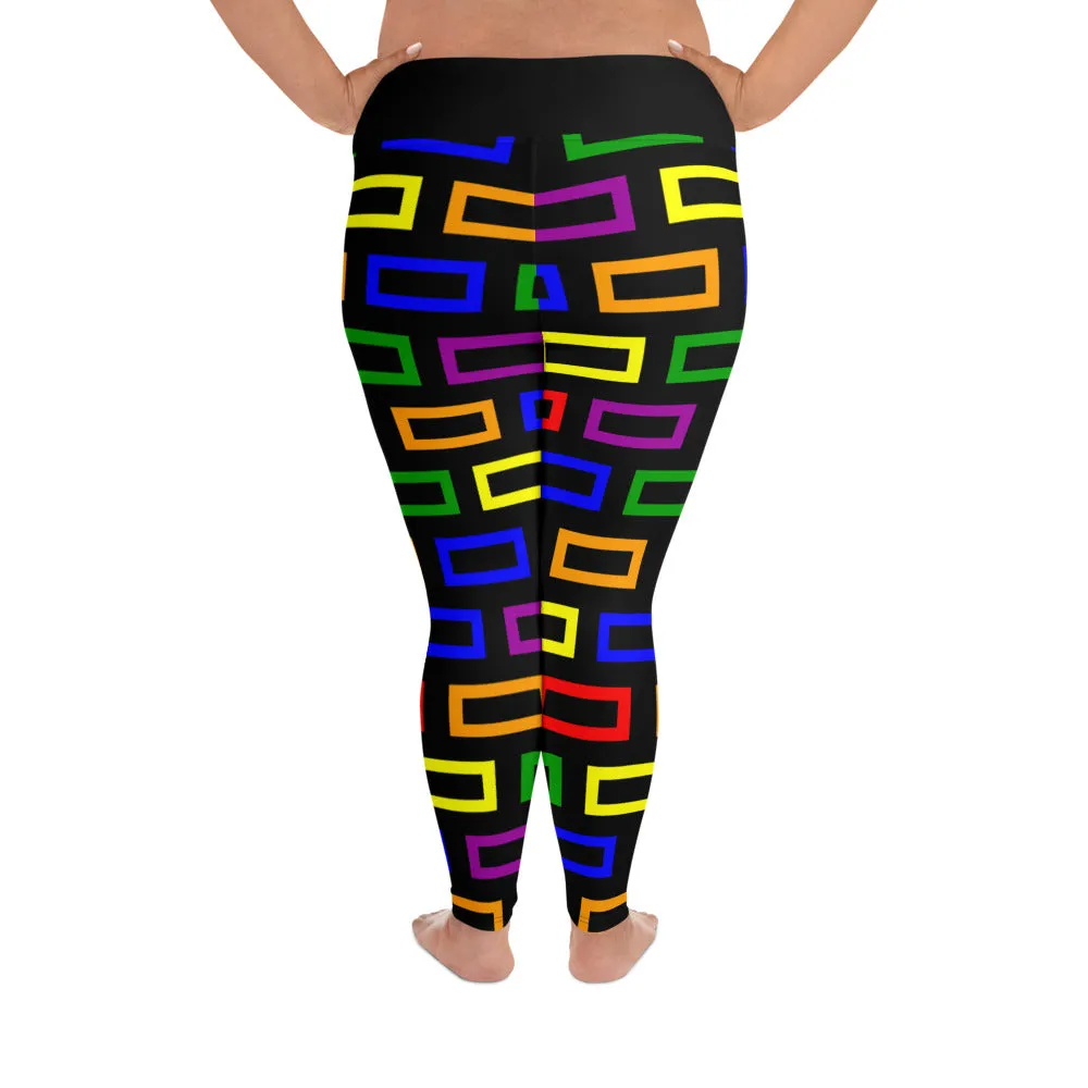 Plus Size Leggings Colorful Blocks