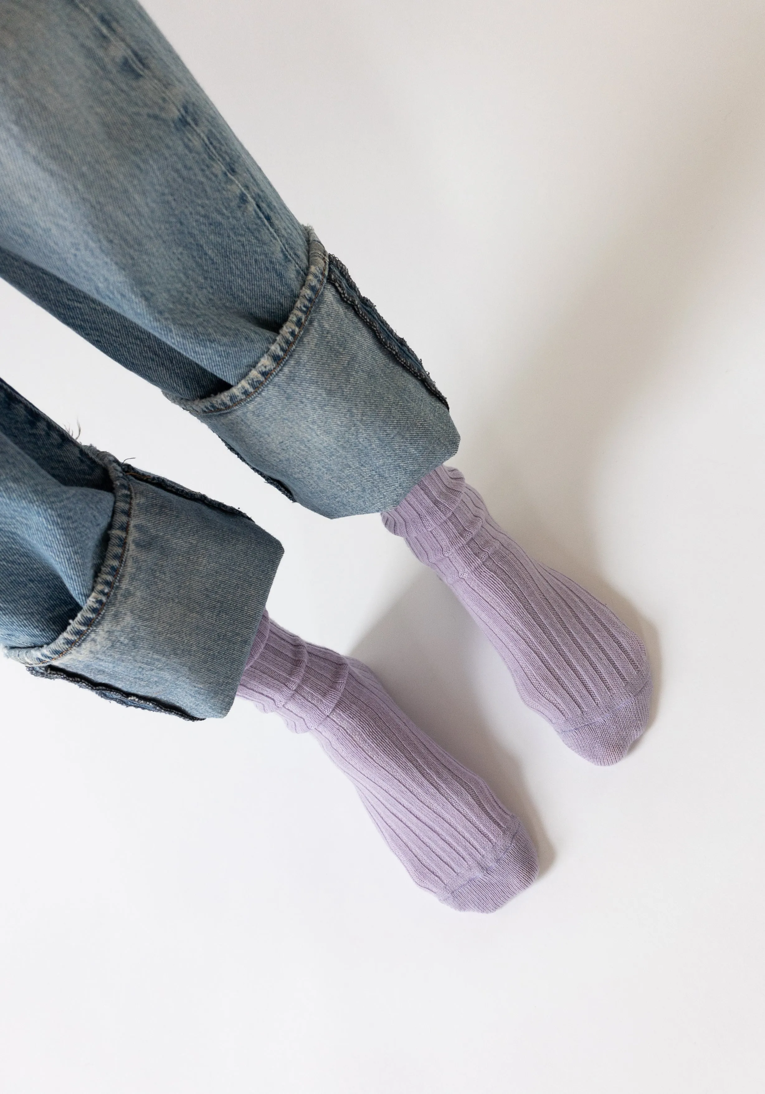 Ribbed College Sock in Lilac