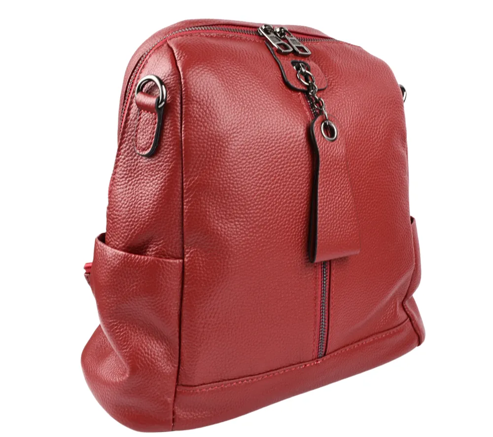 Rucsac casual, dama, ADA SHOES, 6666, bordo, piele naturala