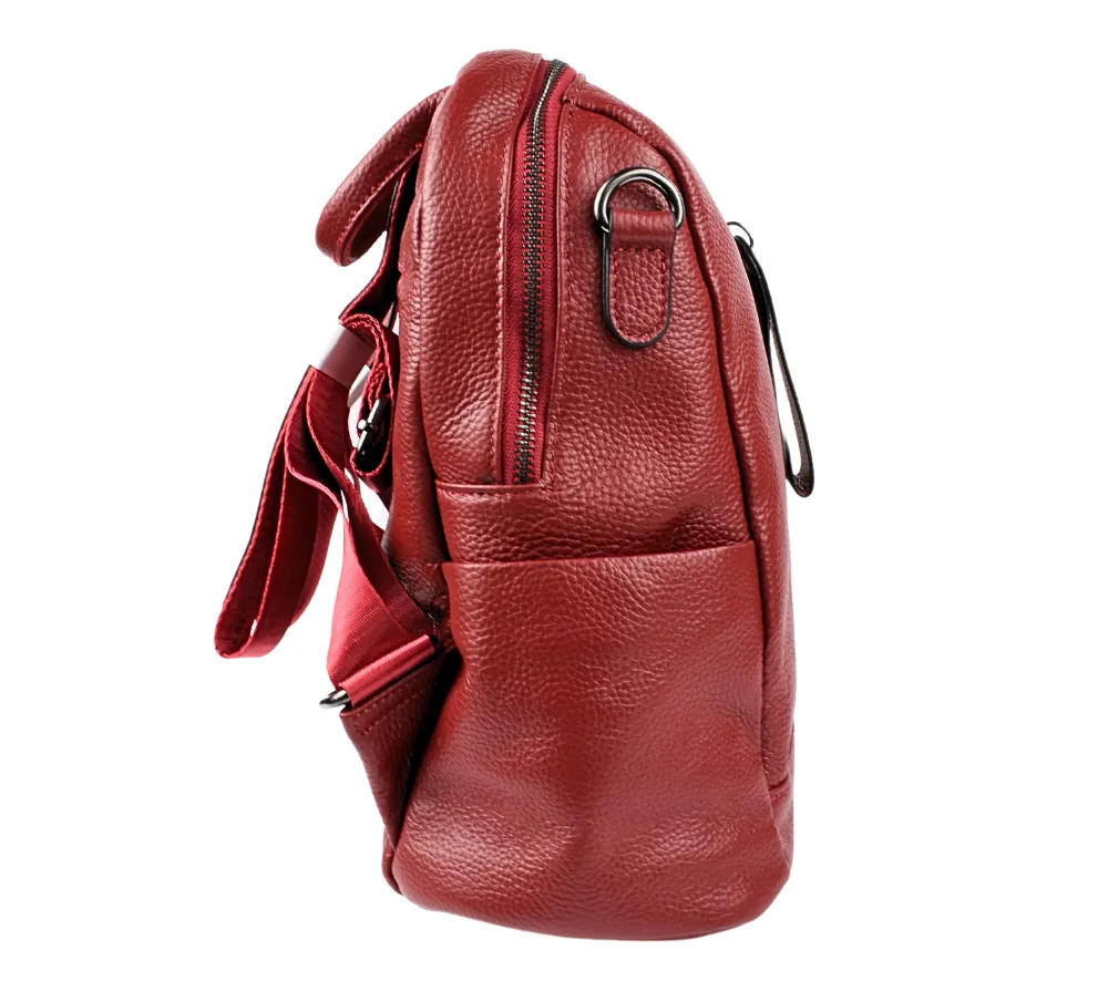 Rucsac casual, dama, ADA SHOES, 6666, bordo, piele naturala