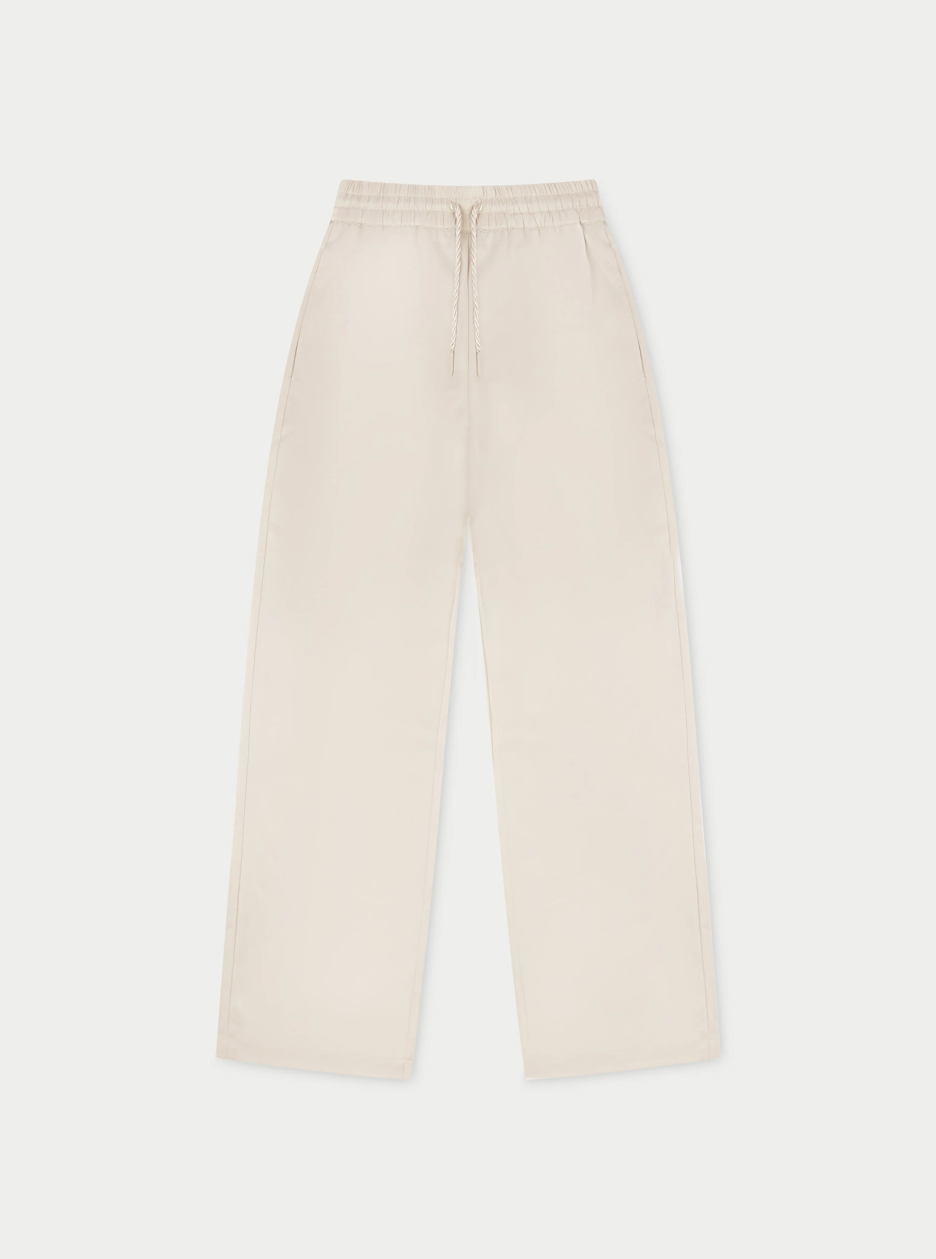 SATIN EMBLEM TROUSERS - BEIGE