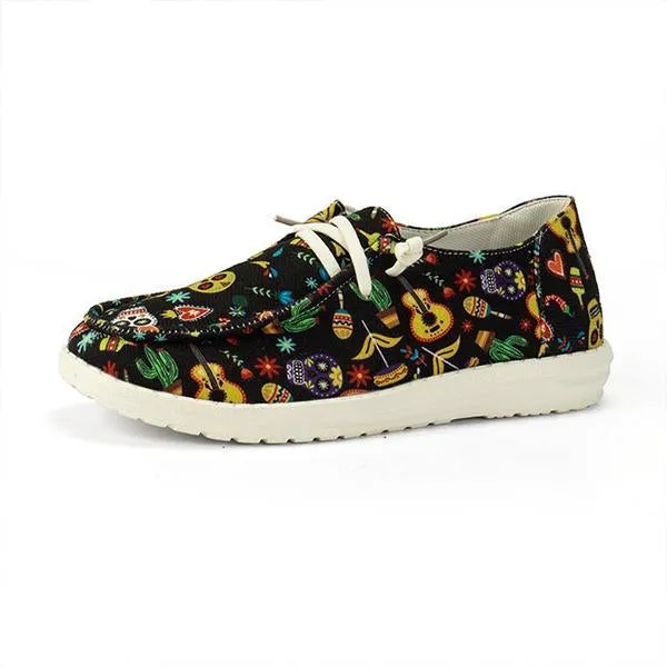 Women's Casual Christmas Halloween Printed Canvas Shoes 88310126S