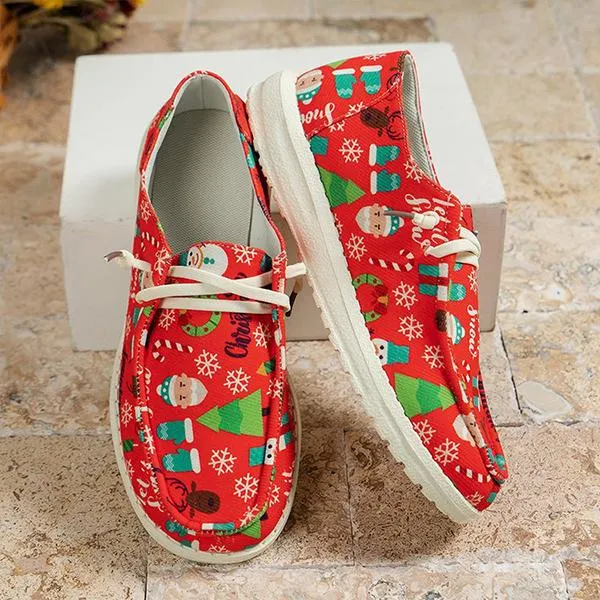 Women's Casual Christmas Halloween Printed Canvas Shoes 88310126S