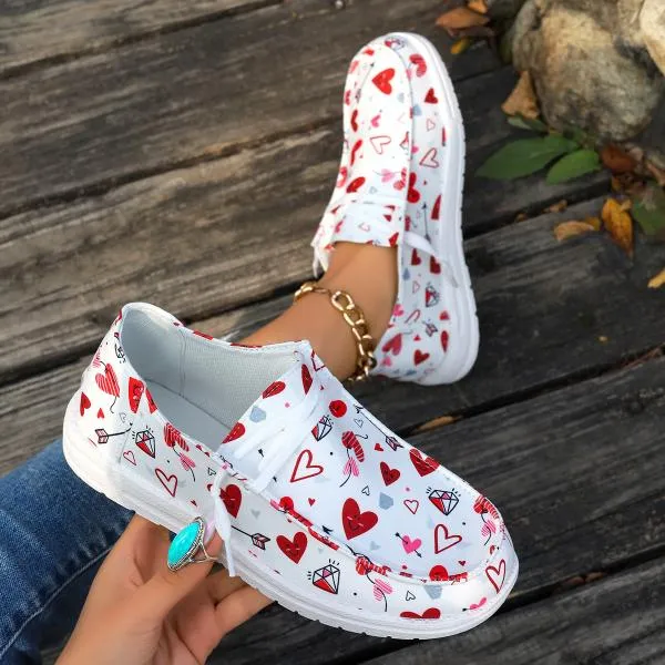 Women's Casual Multicolor Heart Flat Canvas Shoes 32246493S